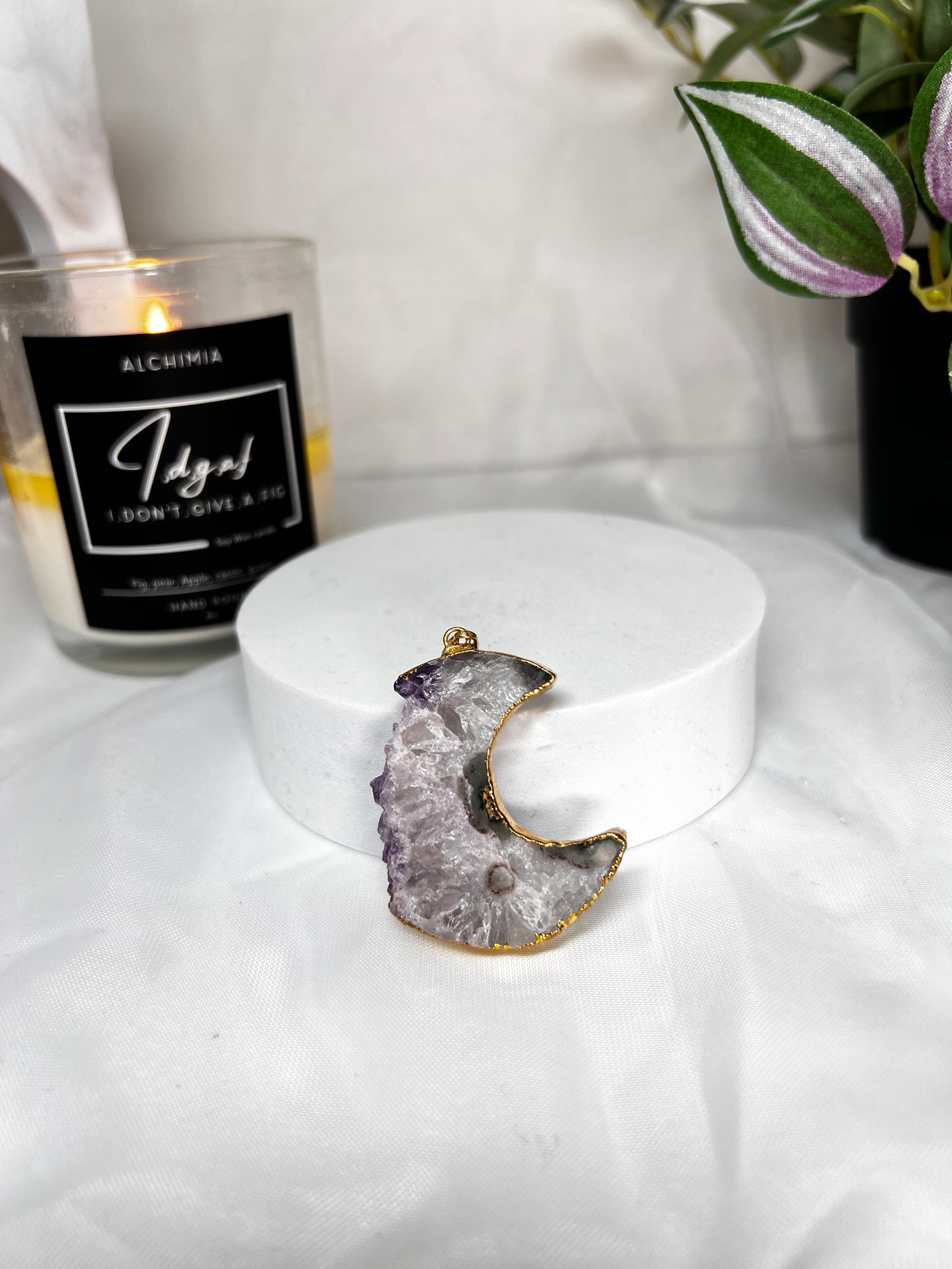 Pink Amethyst Moon Pendant