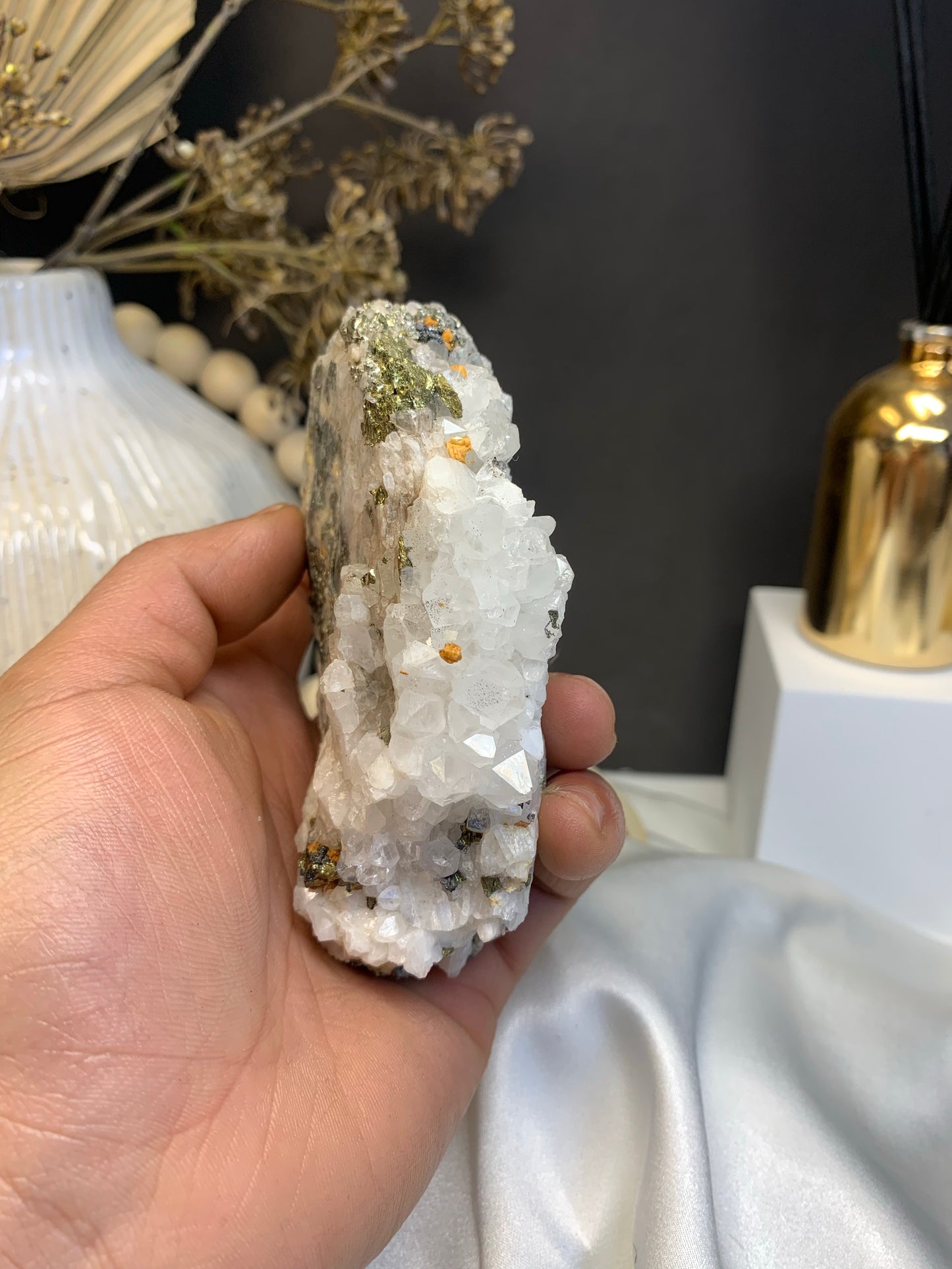 Clear quartz with pyrite