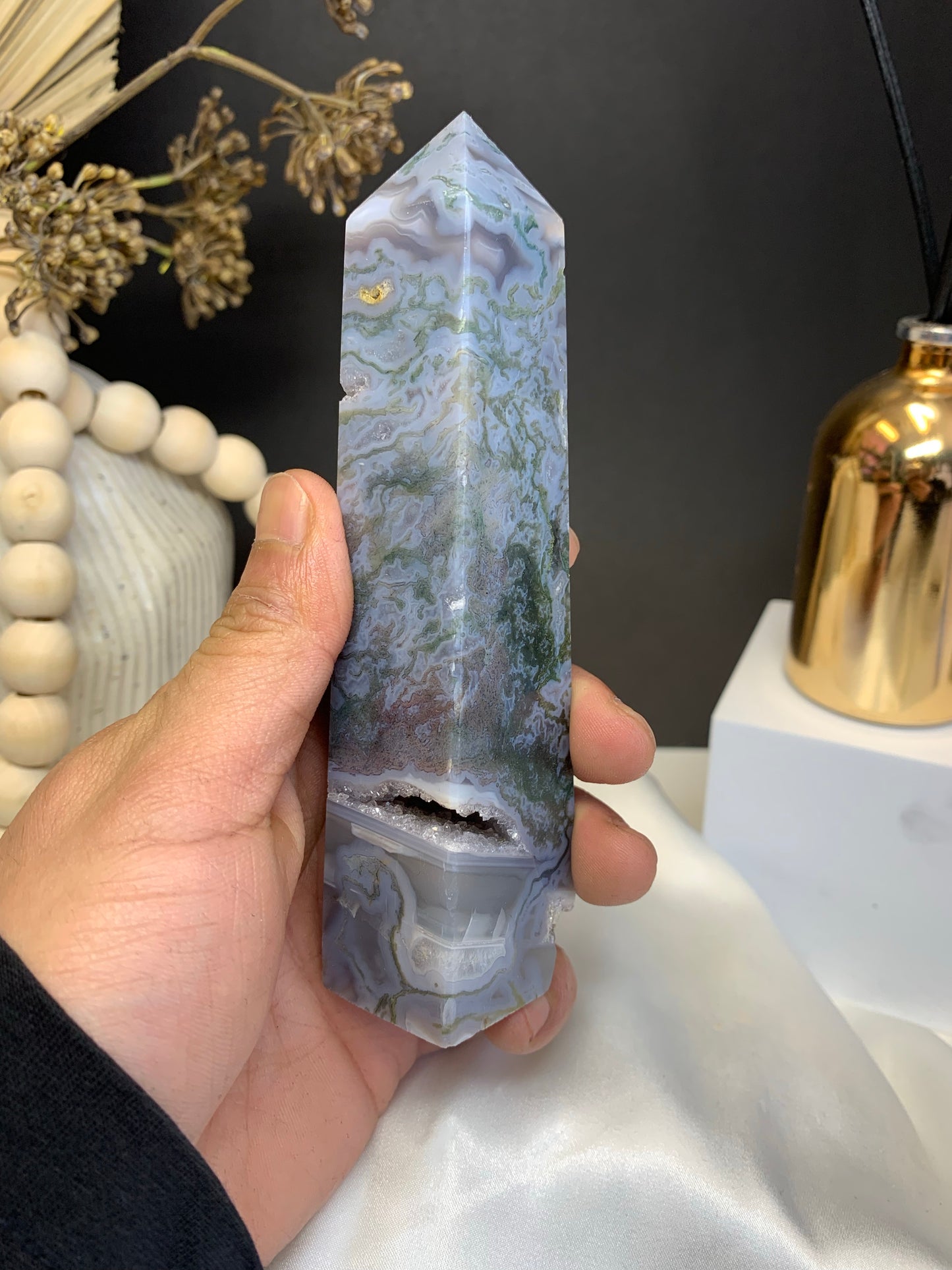 Purple Moss agate towers AAA grade *RARE*
