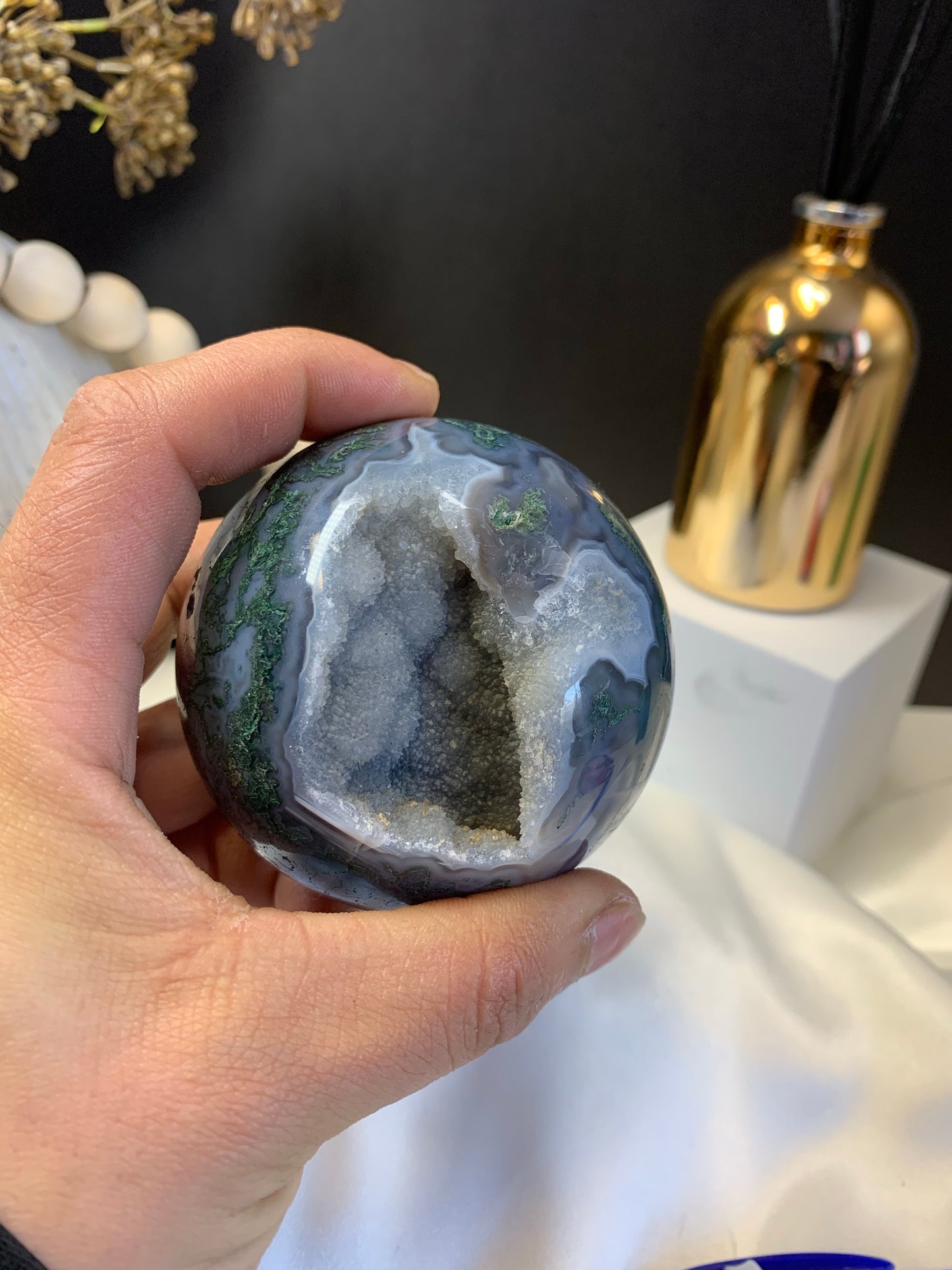 Moss agate sphere AAA grade *RARE*