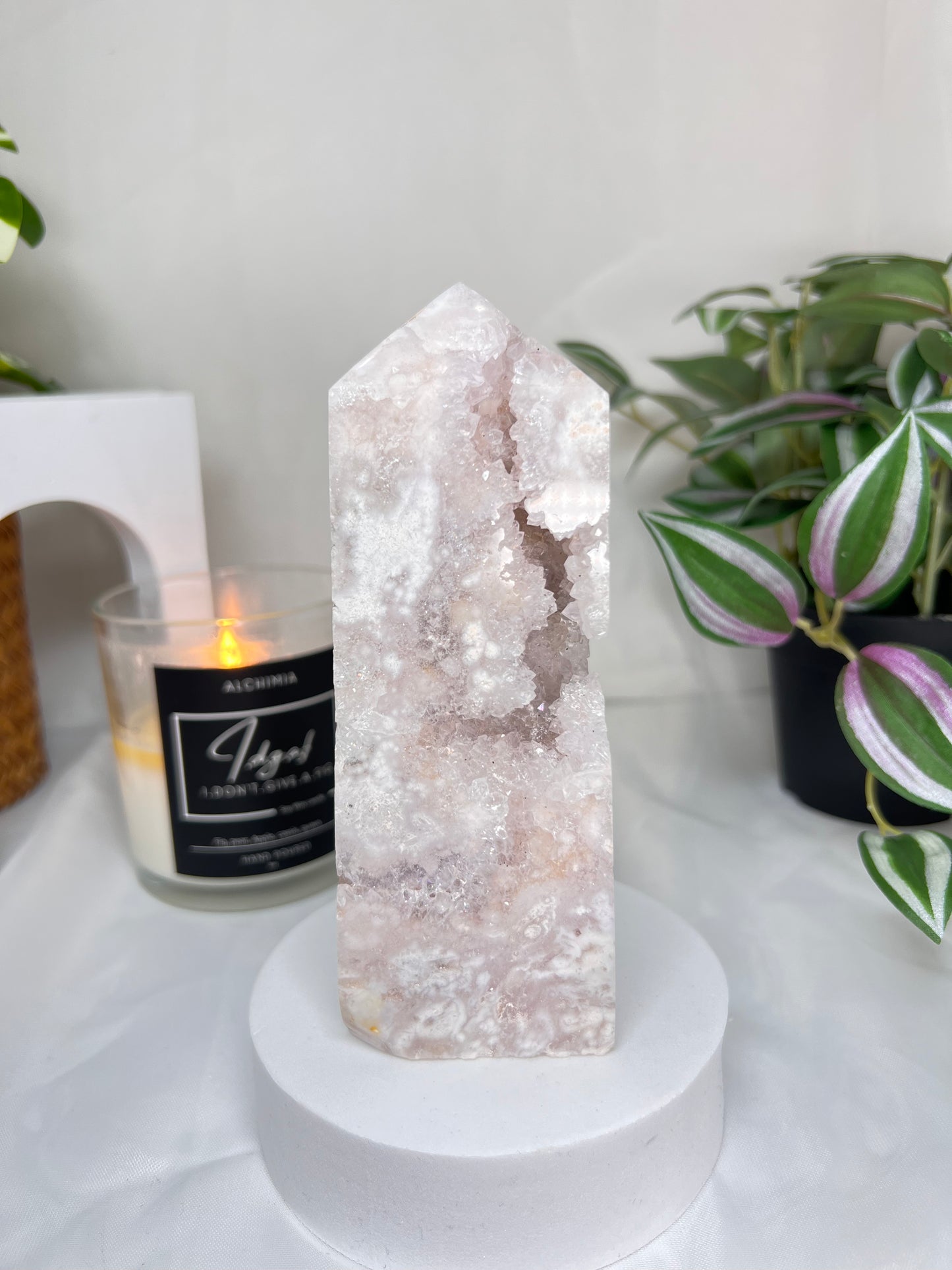RARE Flower Agate Amethyst druzy tower