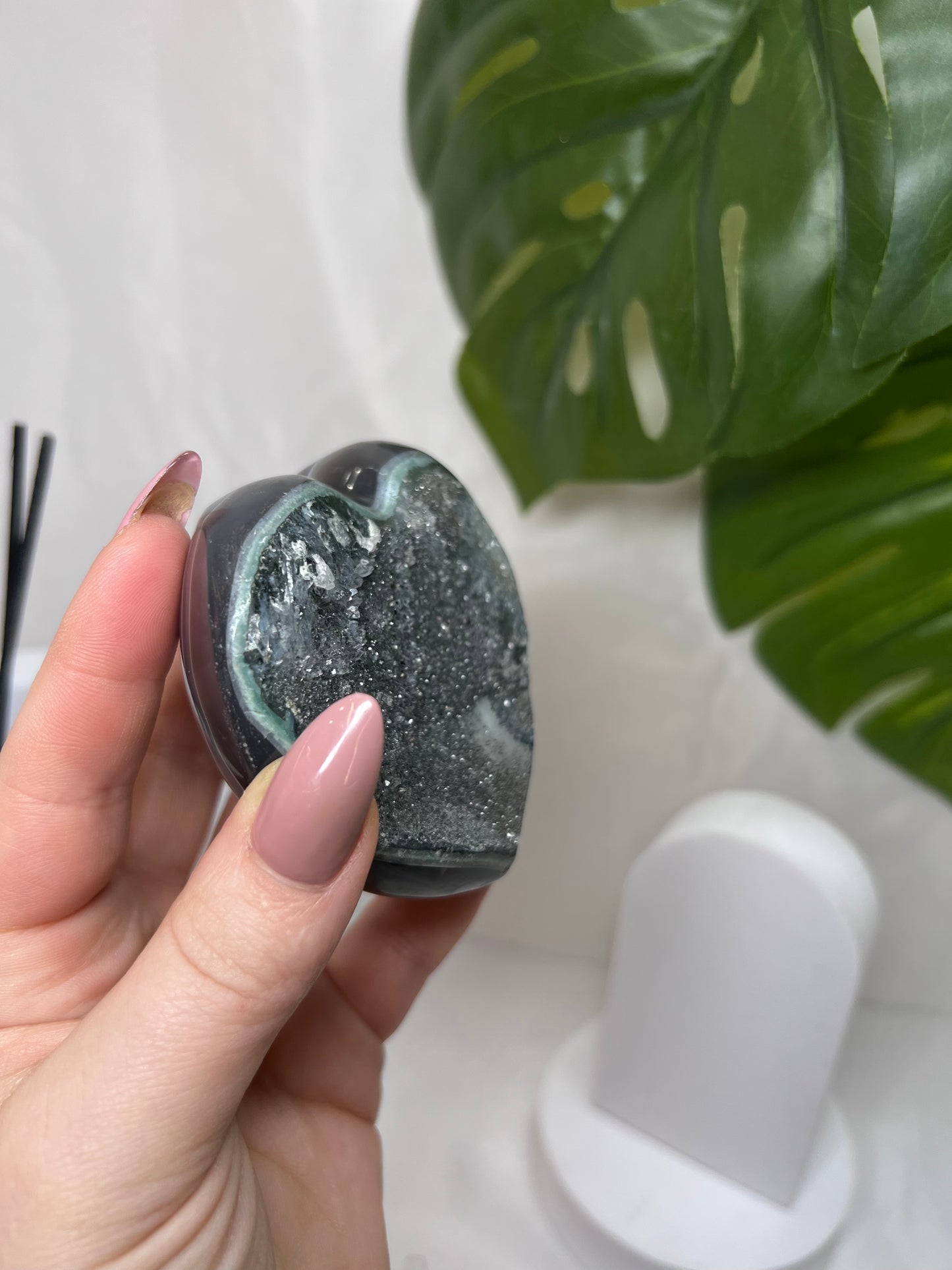 Amethyst Agate Heart with Sugar Druzy