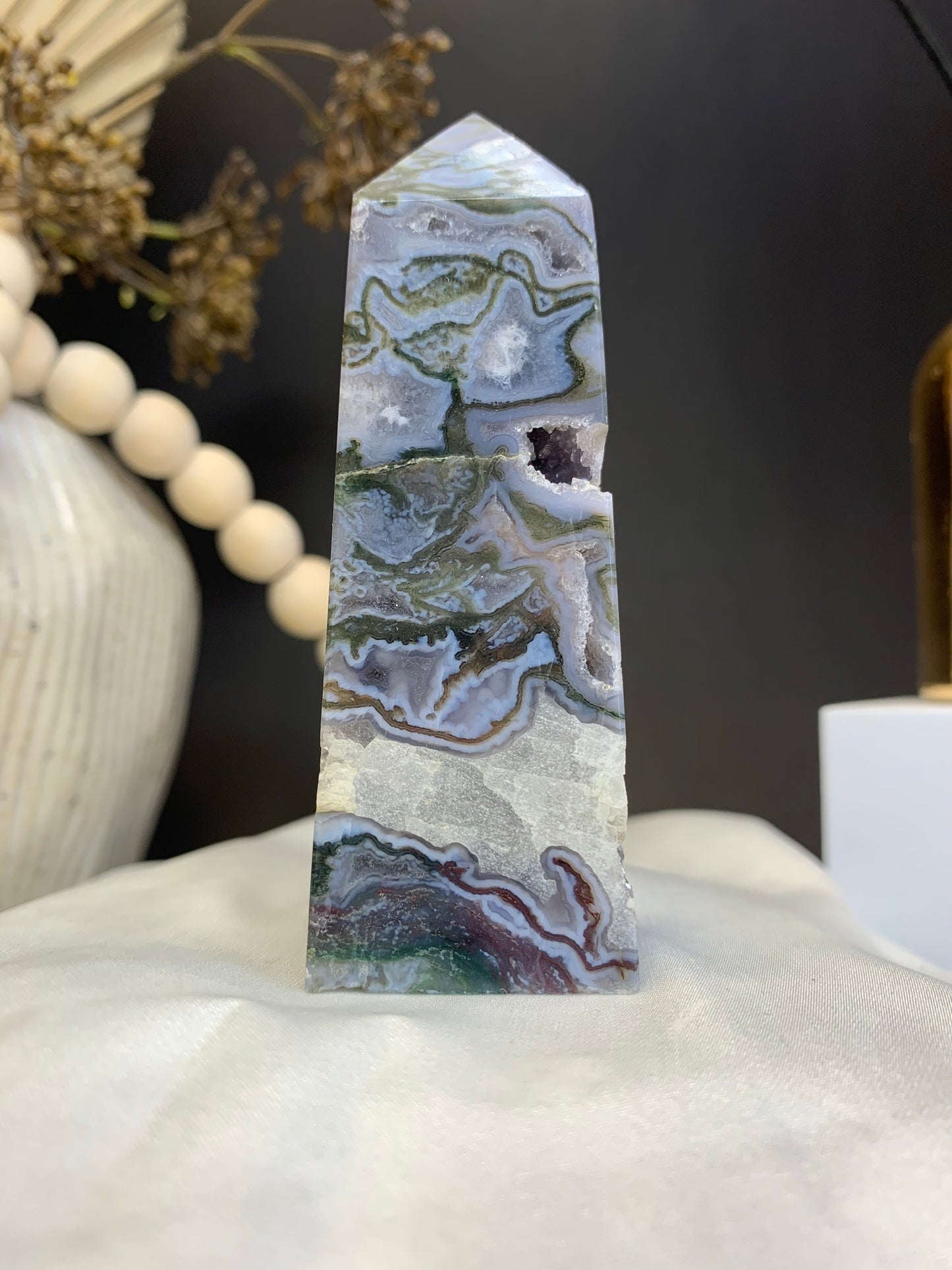 Purple Moss agate towers AAA grade *RARE*
