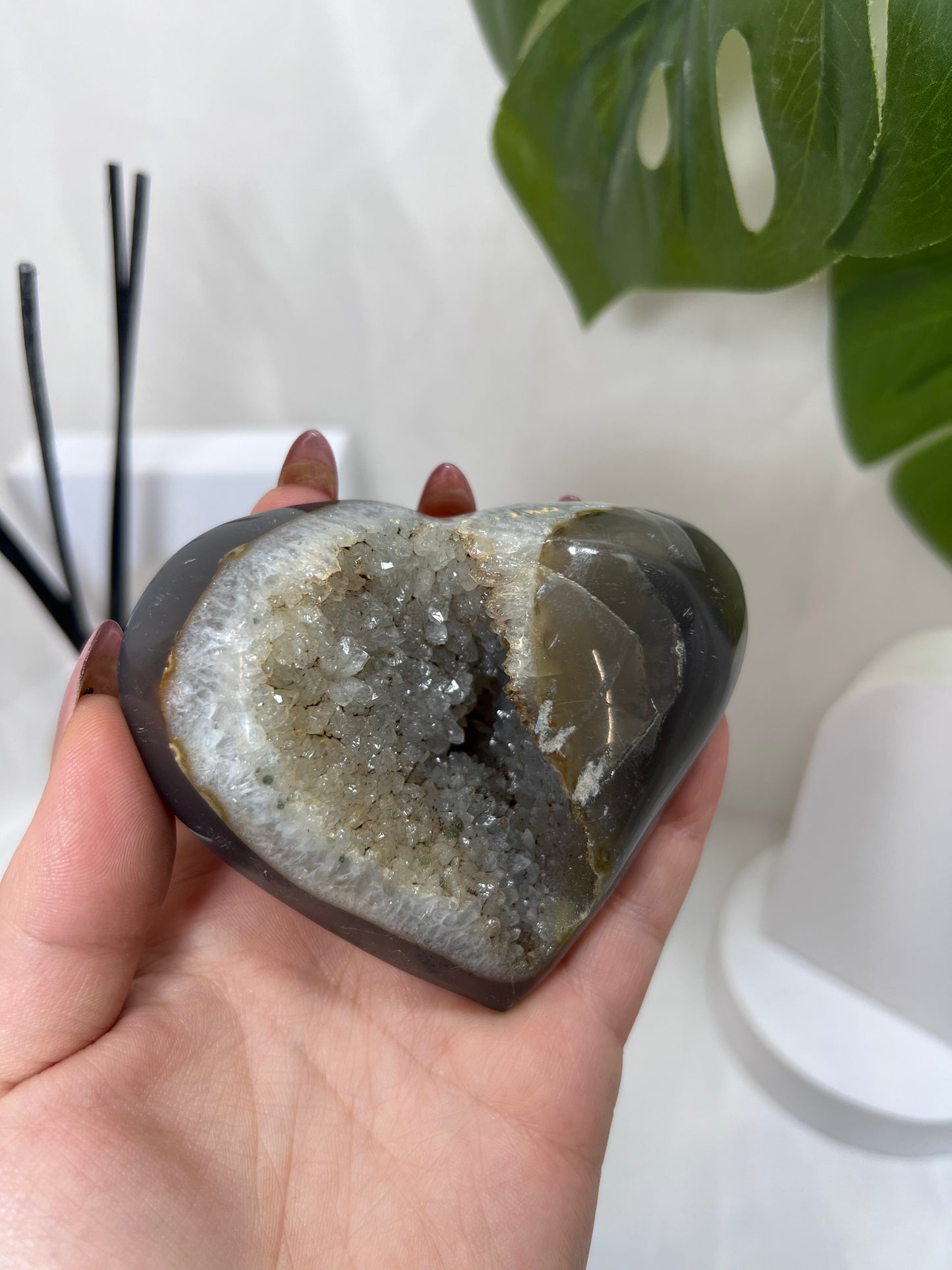 Amethyst Agate Heart with Sugar Druzy