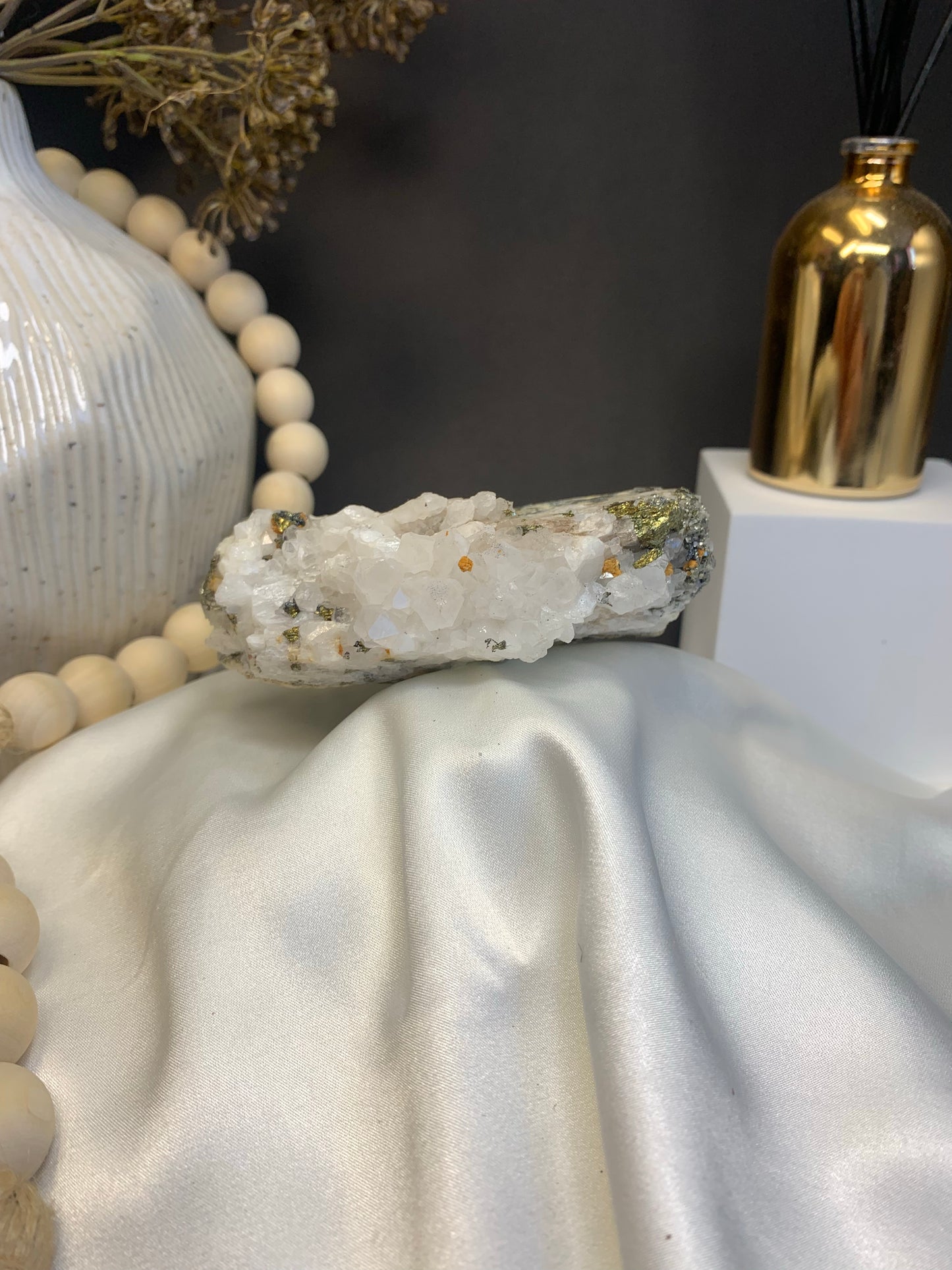 Clear quartz with pyrite