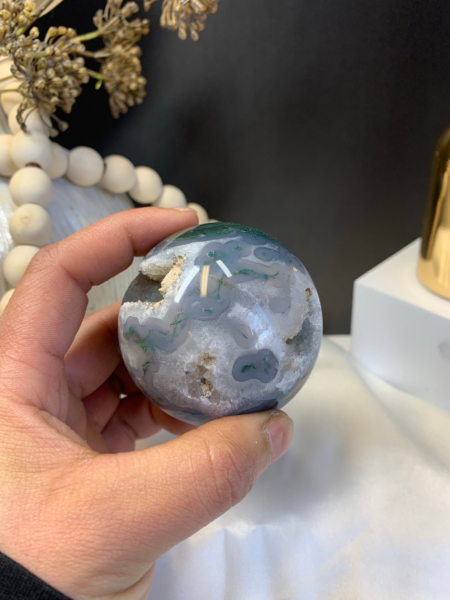 Moss agate sphere AAA grade *RARE*
