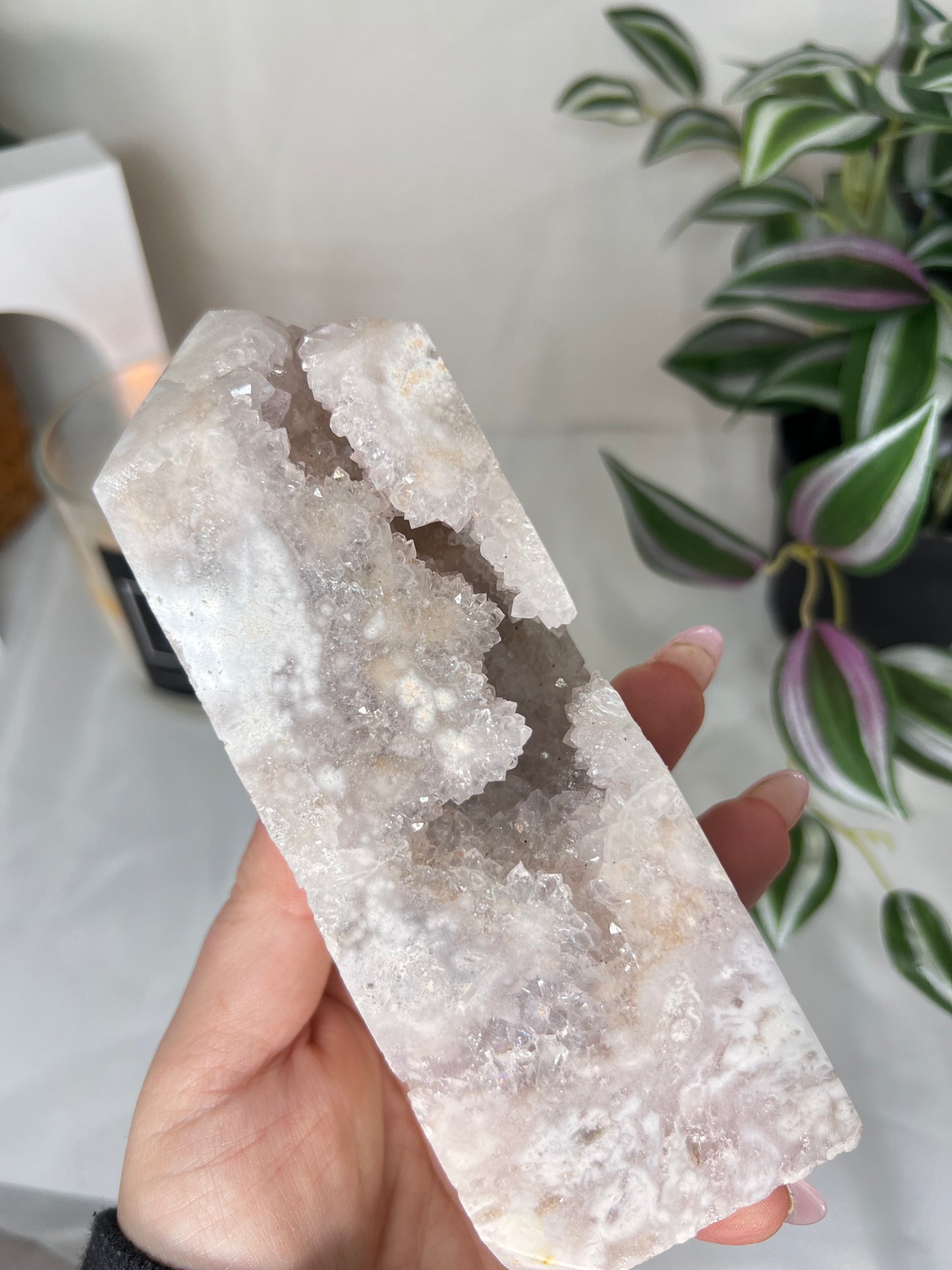 RARE Flower Agate Amethyst druzy tower