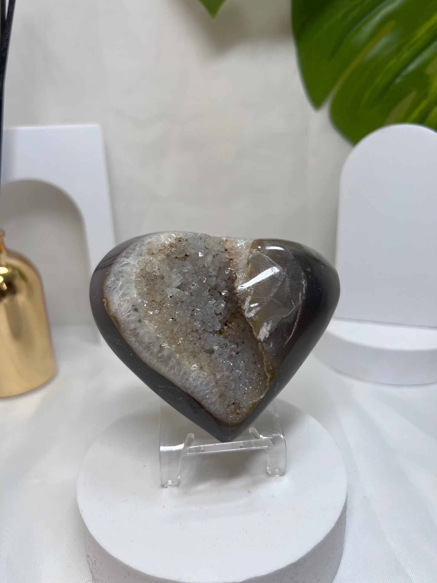 Amethyst Agate Heart with Sugar Druzy
