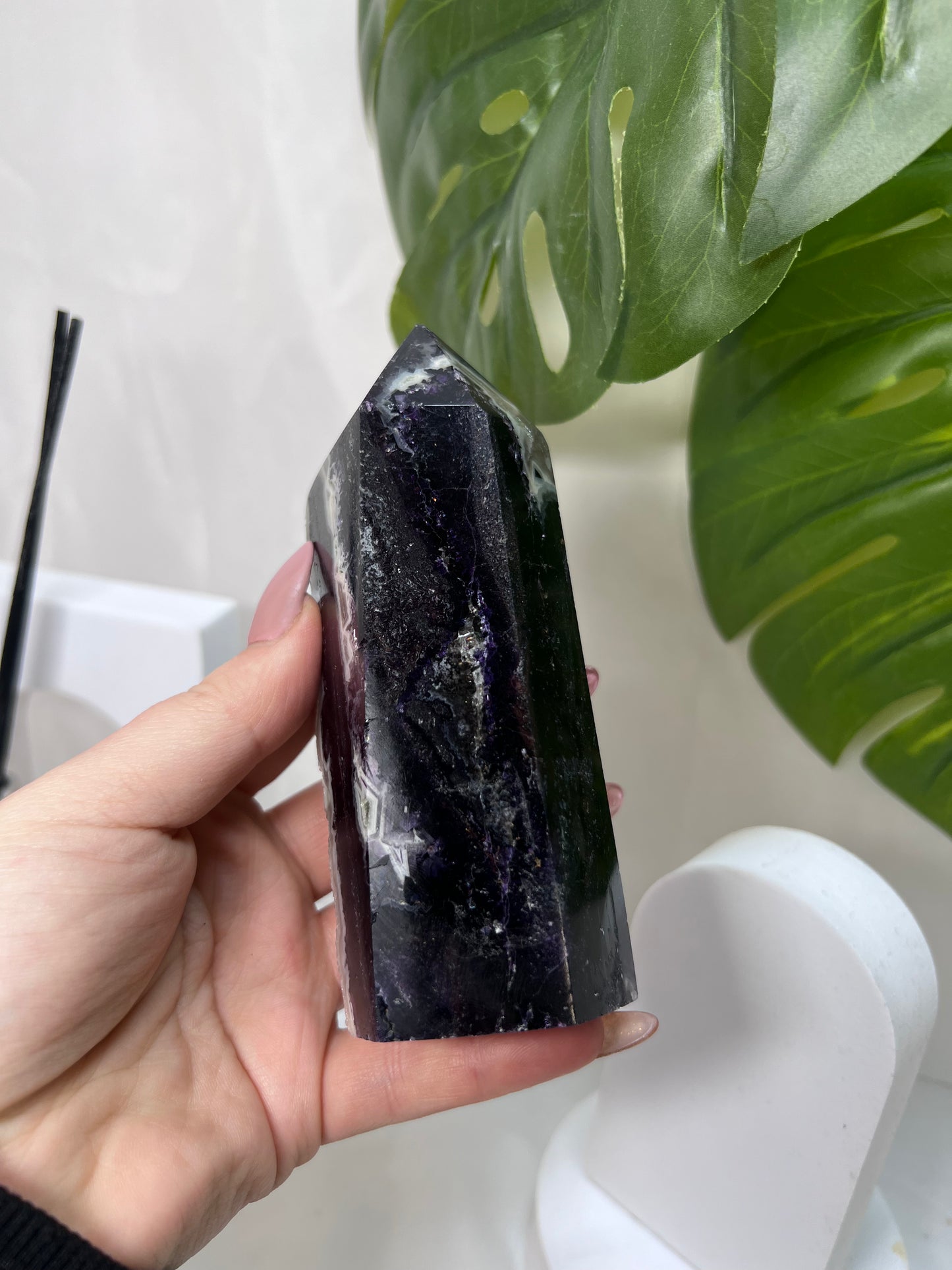 Purple Fluorite with Druzy Sphalerite Tower *RARE*