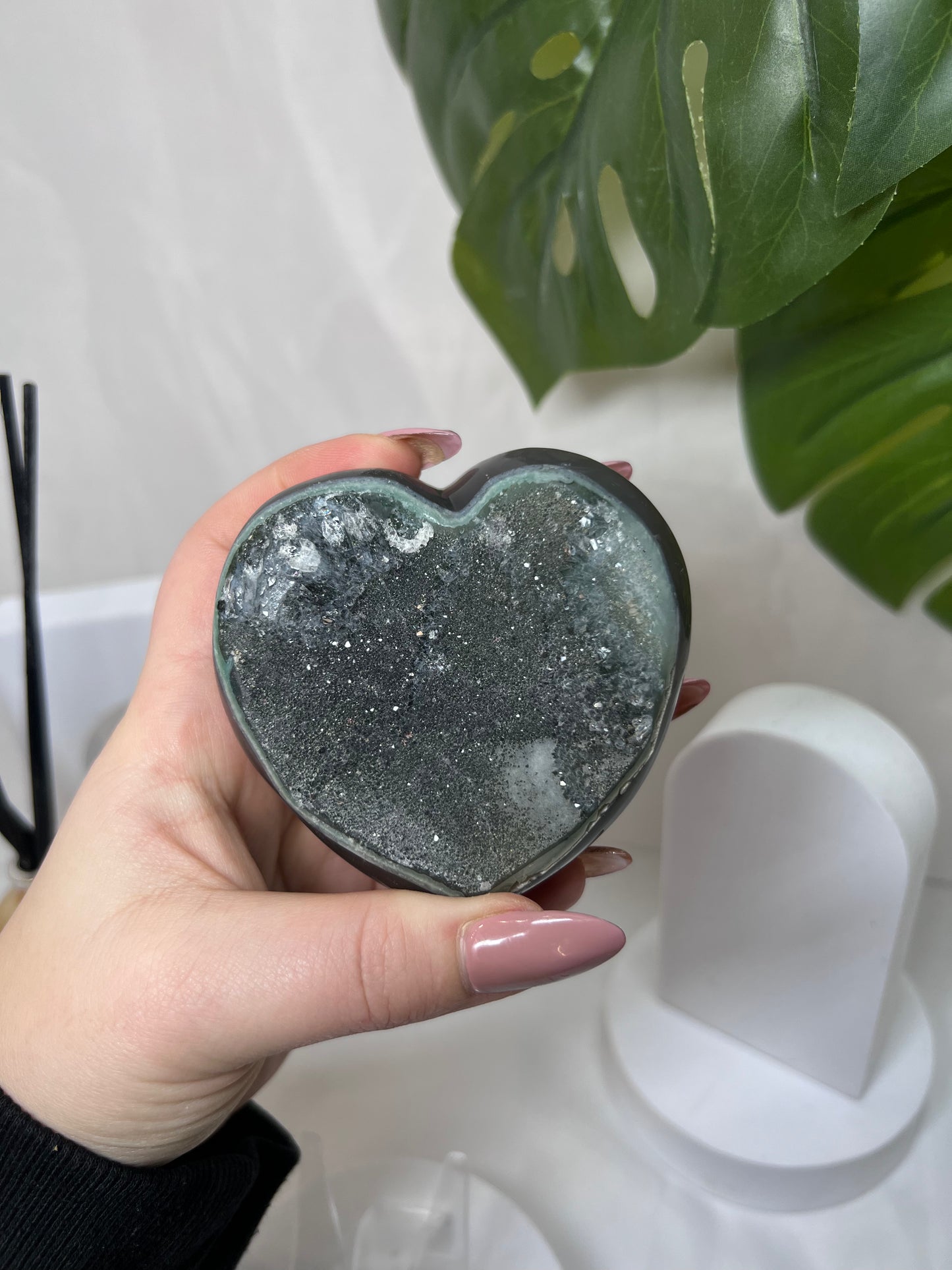 Amethyst Agate Heart with Sugar Druzy