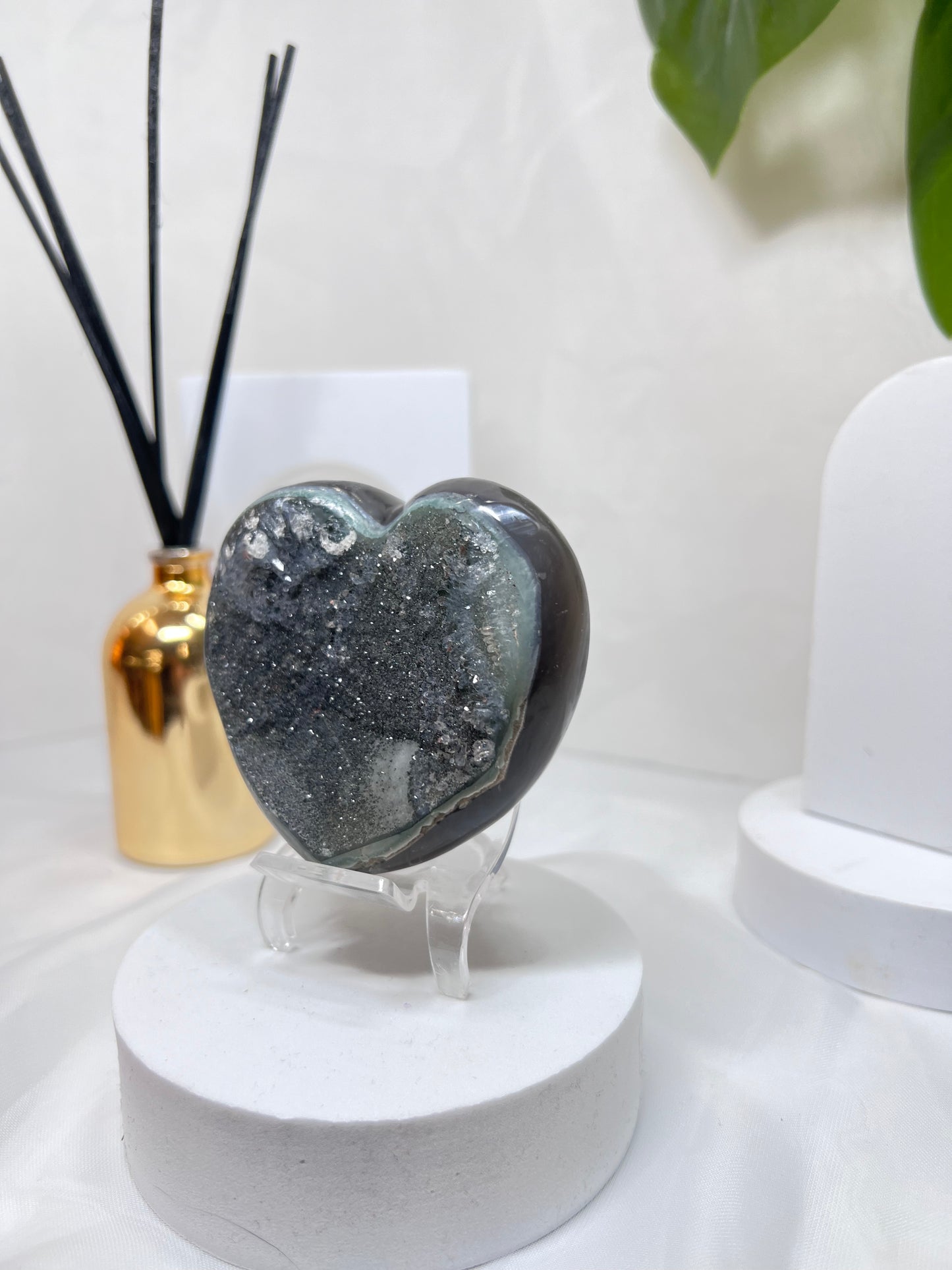 Amethyst Agate Heart with Sugar Druzy