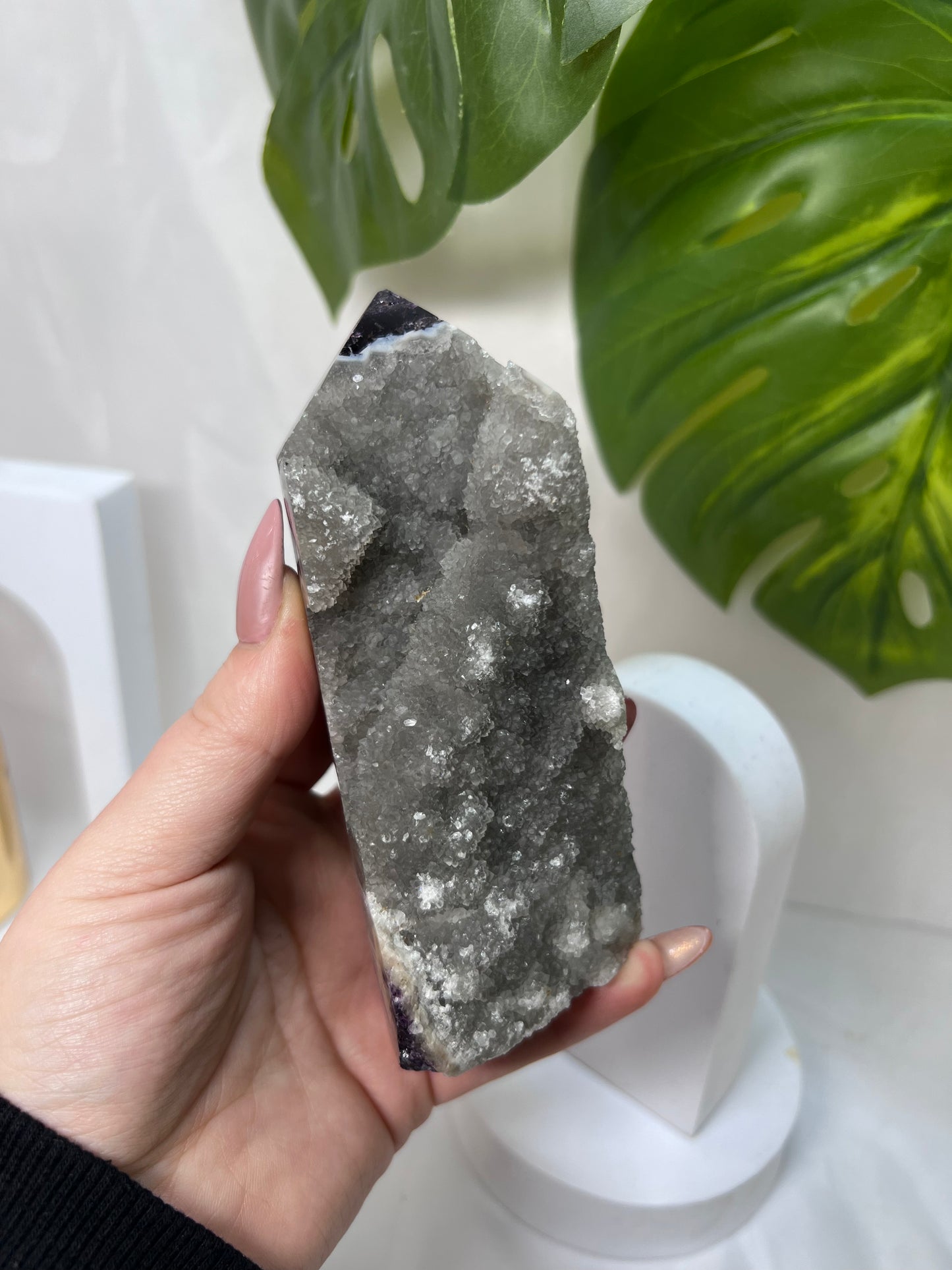 Purple Fluorite with Druzy Sphalerite Tower *RARE*