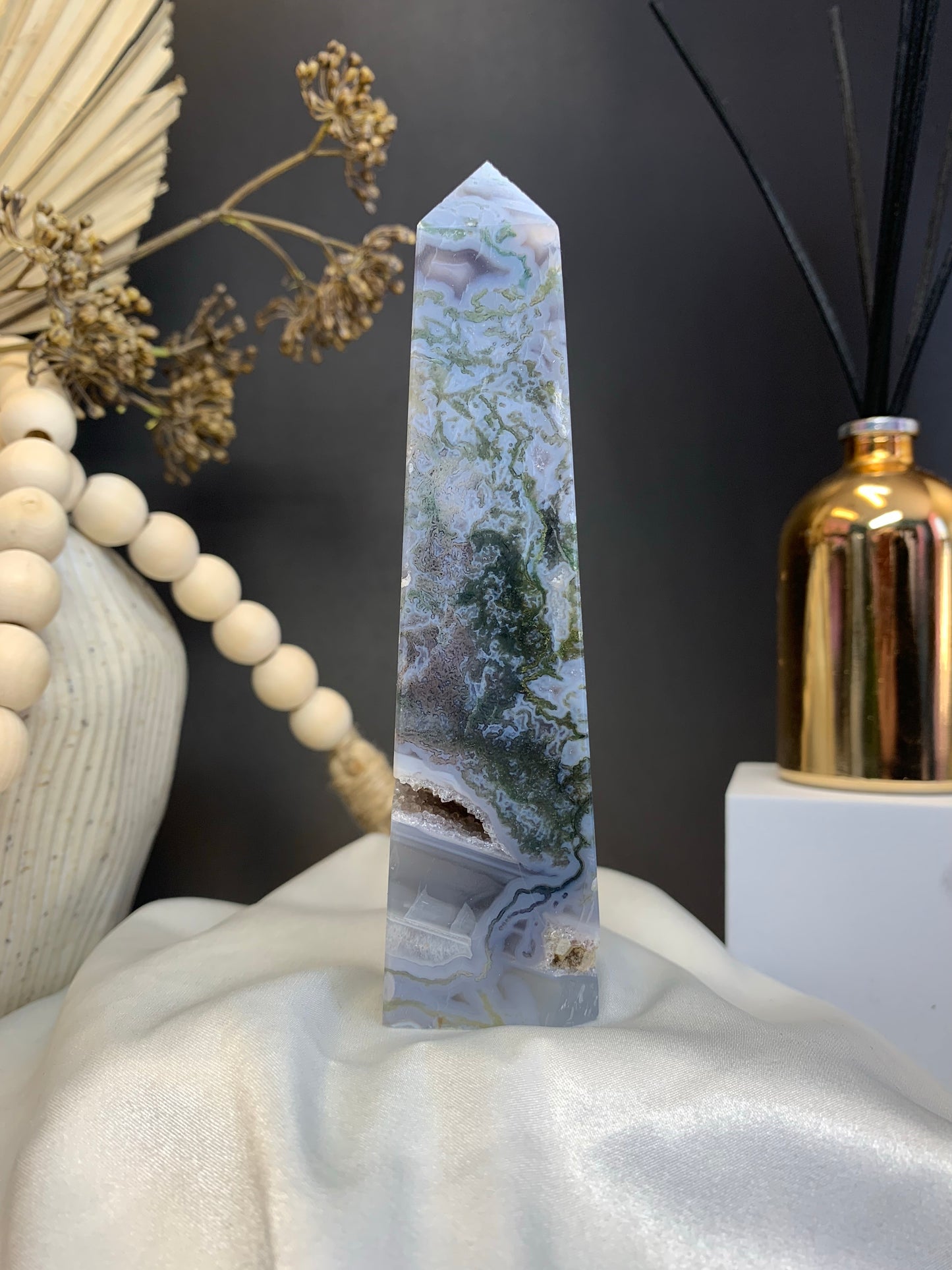 Purple Moss agate towers AAA grade *RARE*