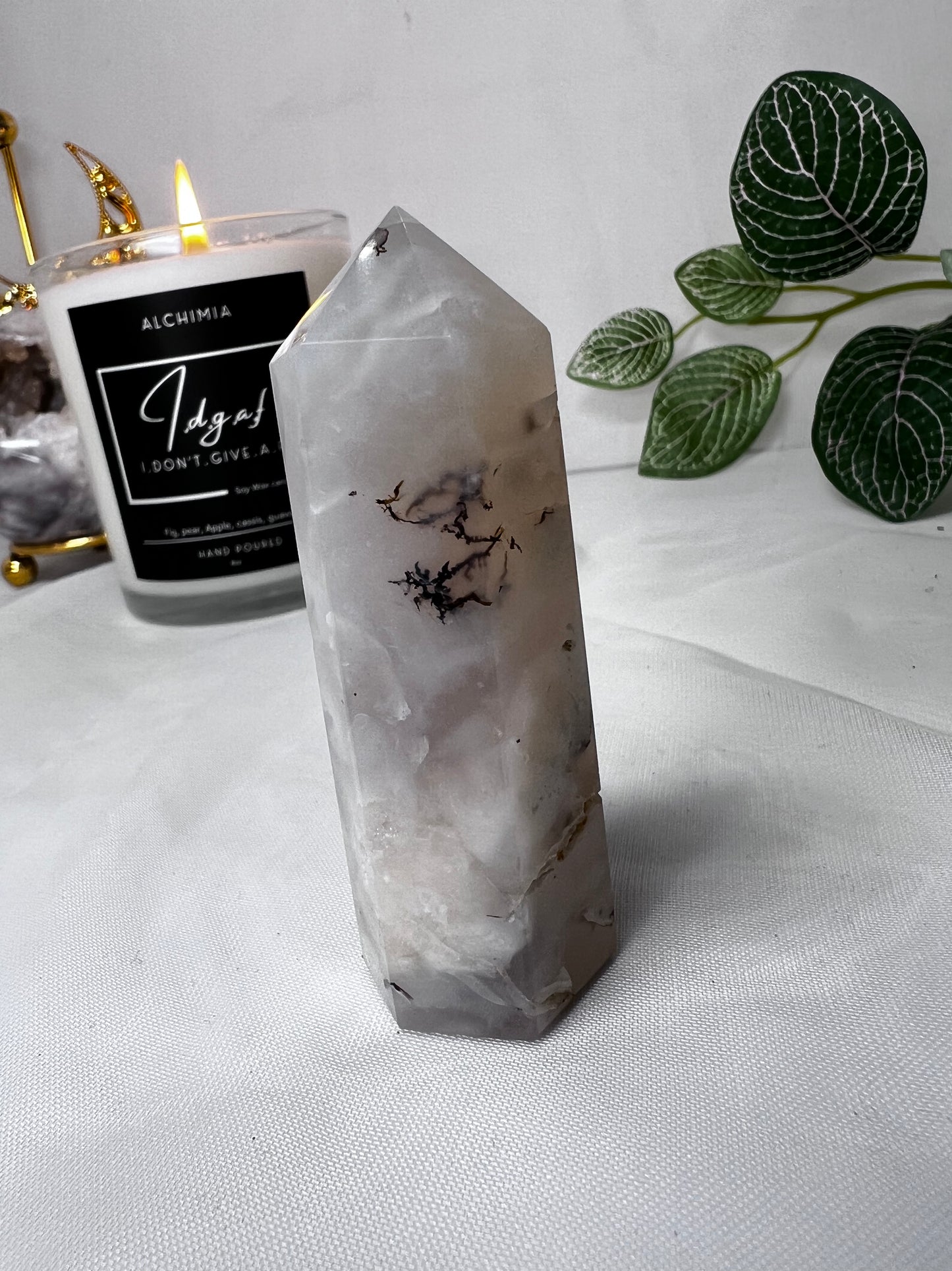 White Dendritic Agate