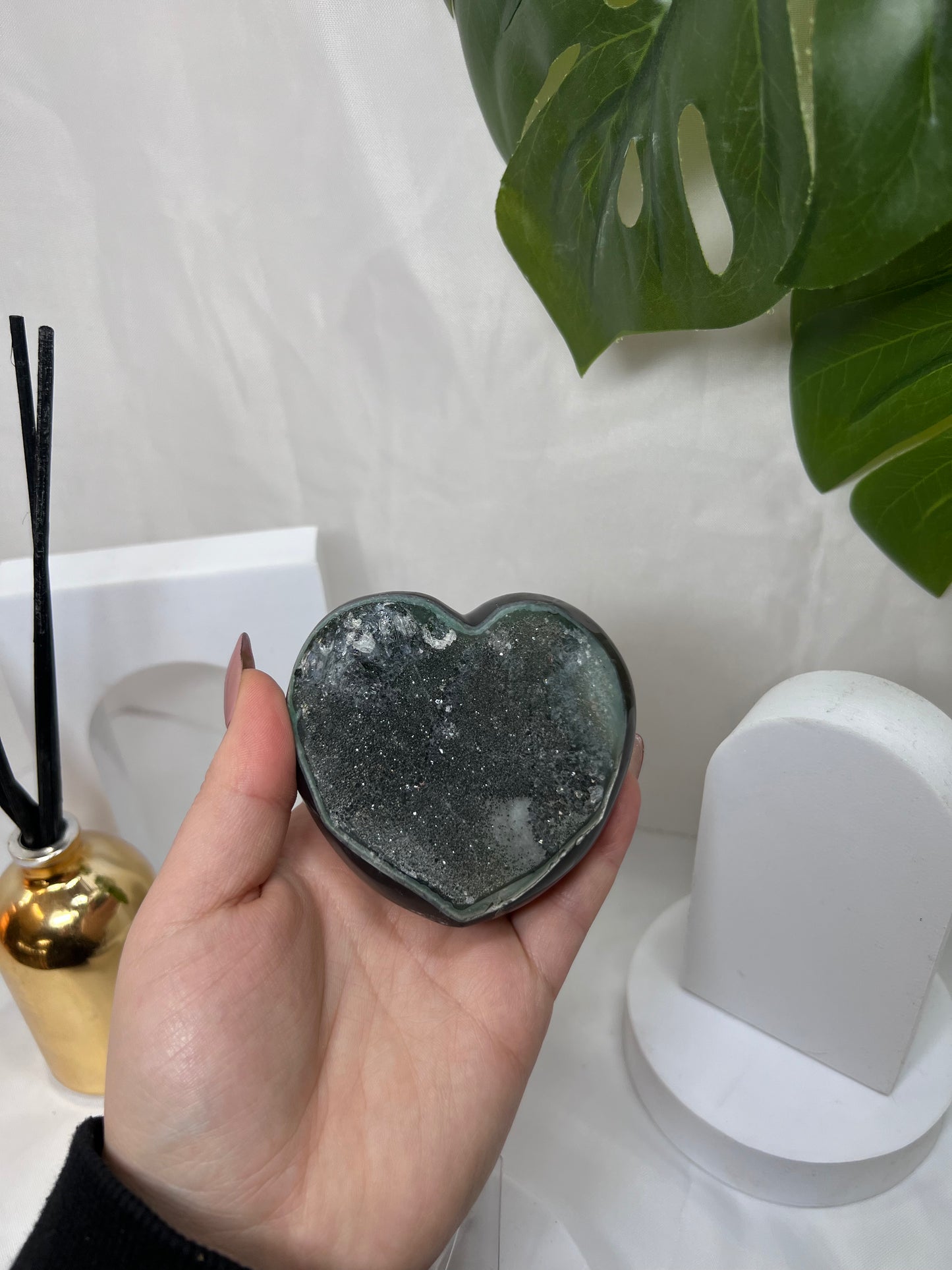 Amethyst Agate Heart with Sugar Druzy