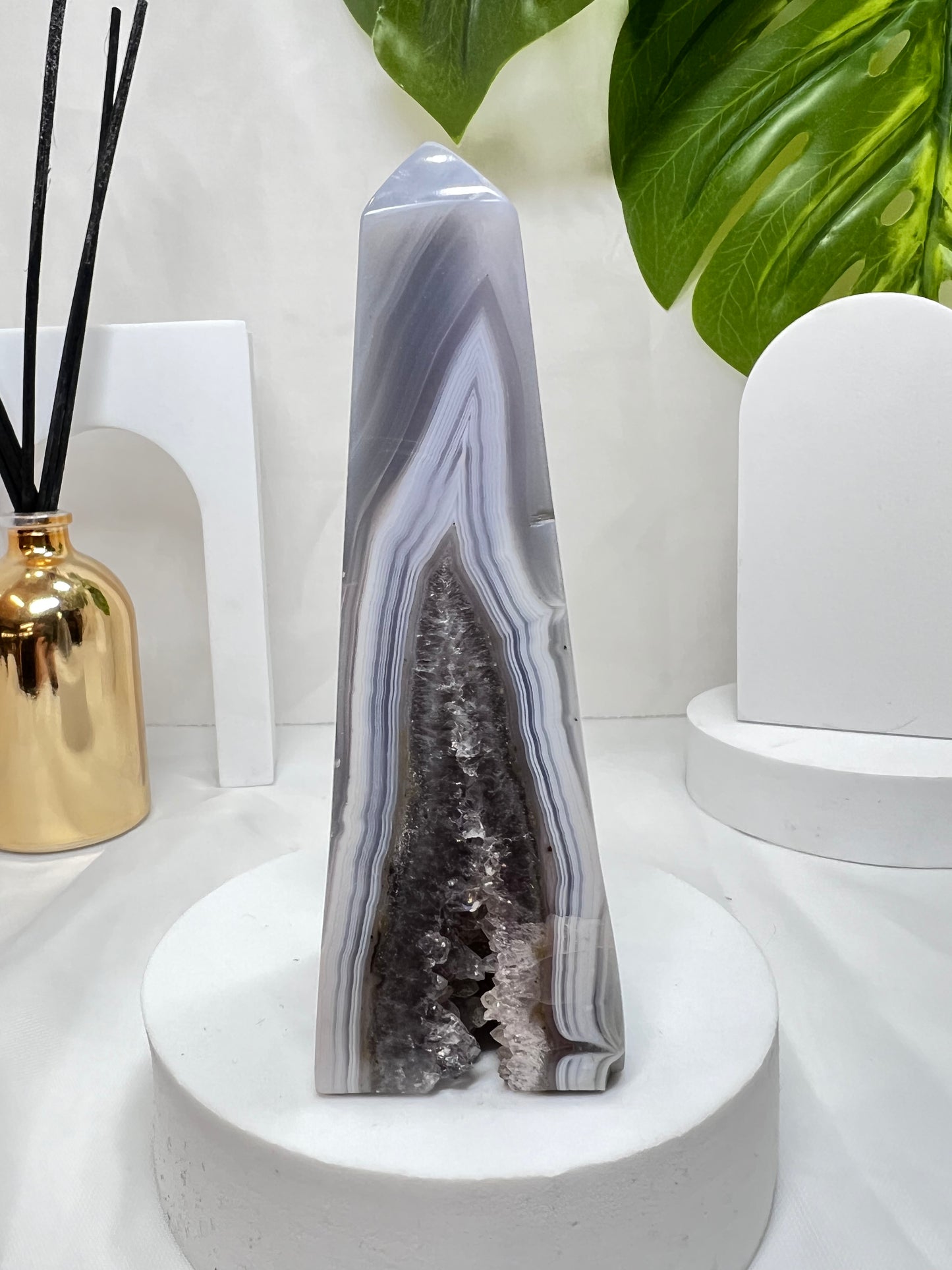 Blue Lace Agate with Druzy Amethyst *RARE*