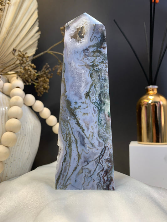 Purple Moss agate towers AAA grade *RARE*