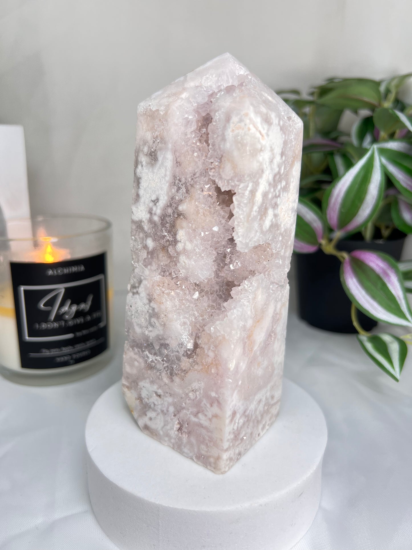 RARE Flower Agate Amethyst druzy tower