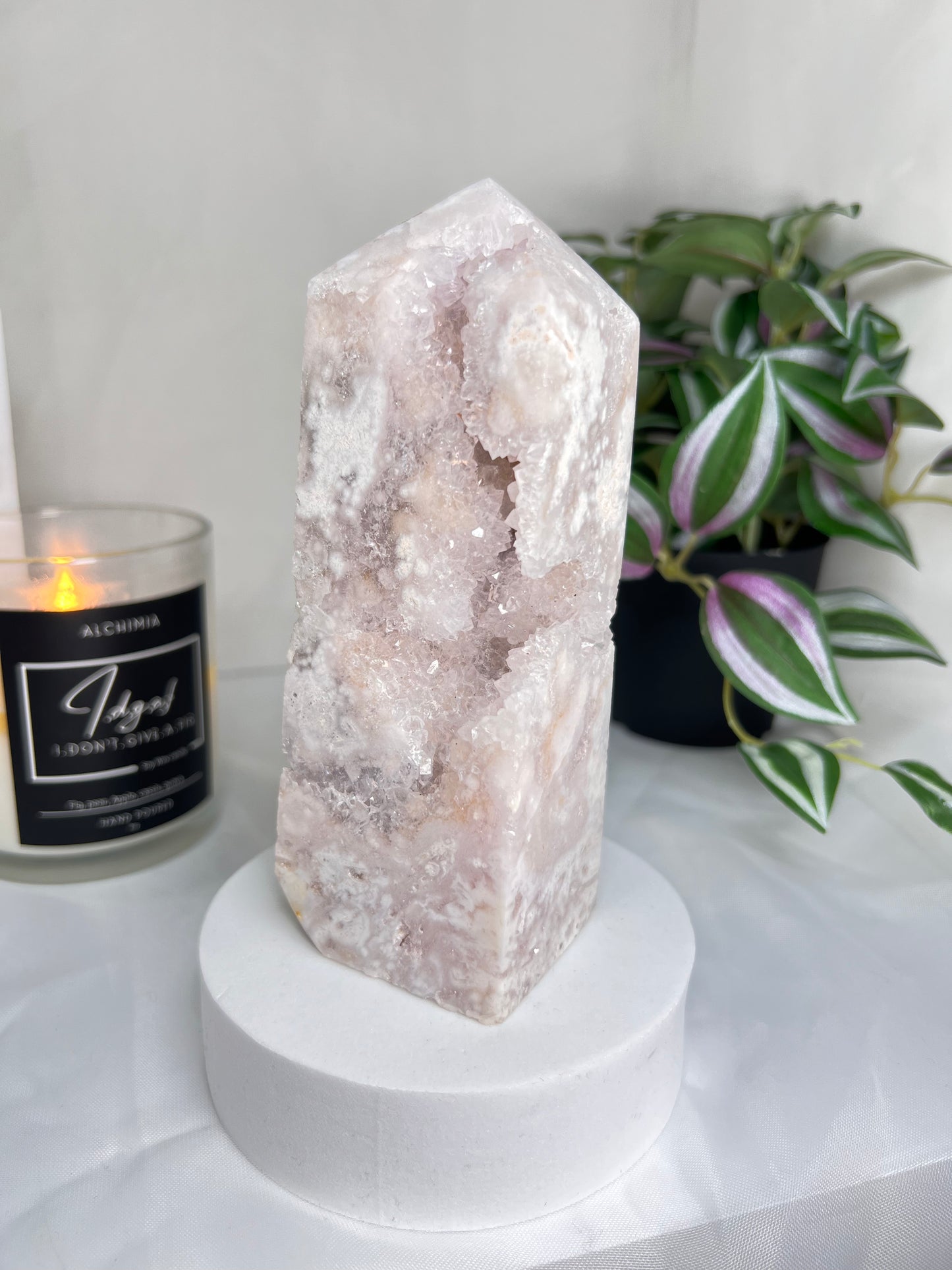 RARE Flower Agate Amethyst druzy tower