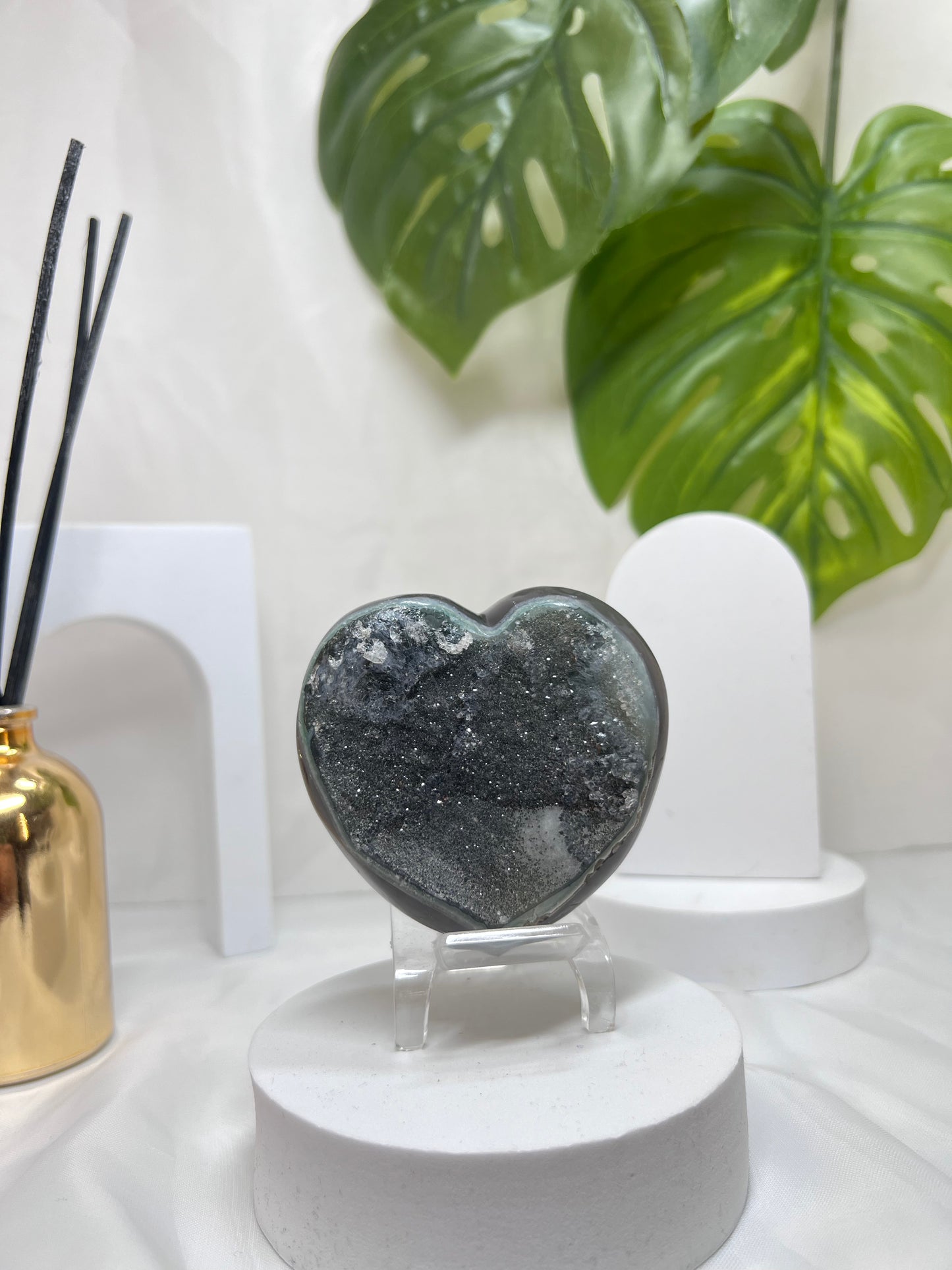 Amethyst Agate Heart with Sugar Druzy