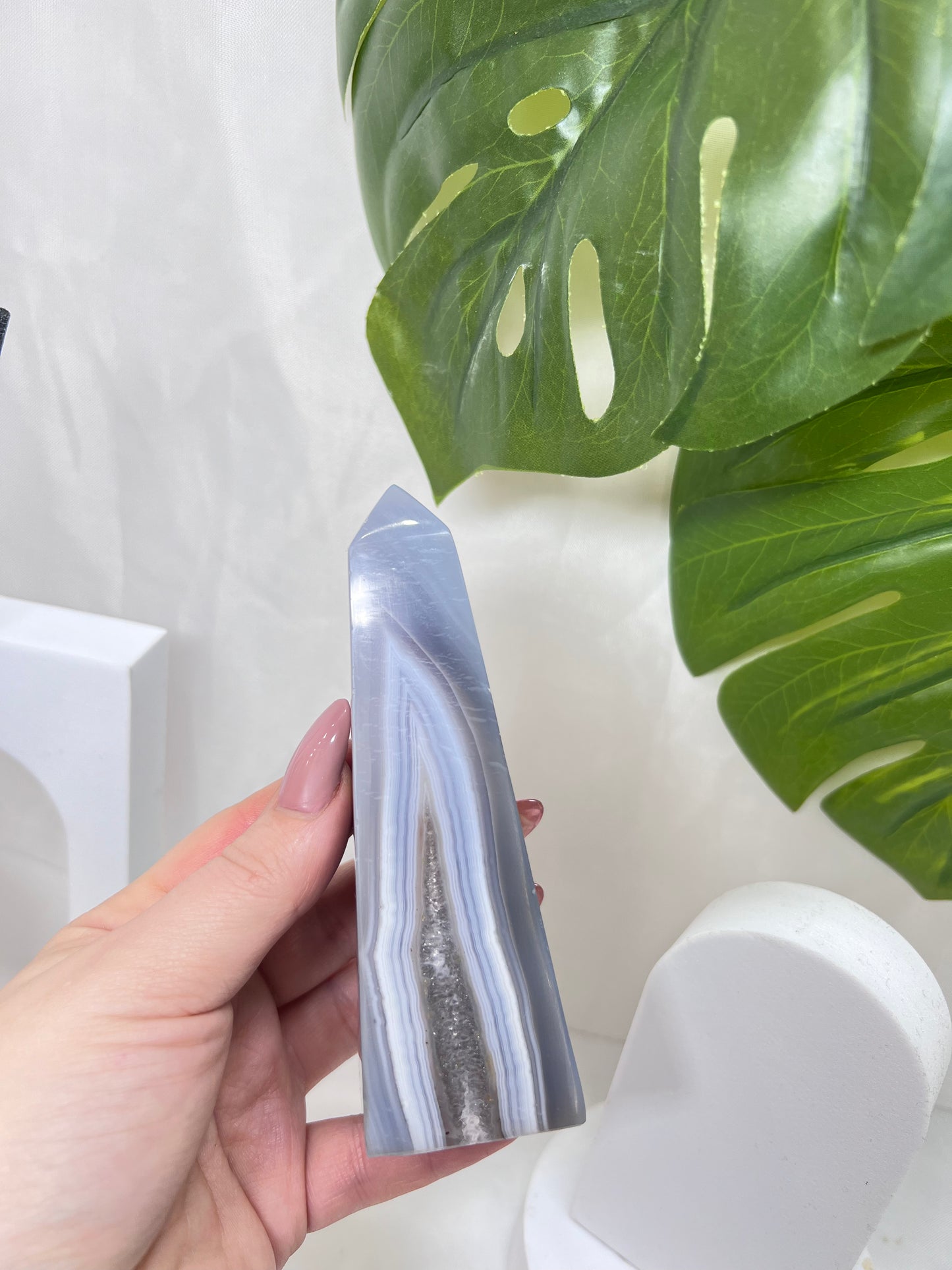 Blue Lace Agate with Druzy Amethyst *RARE*