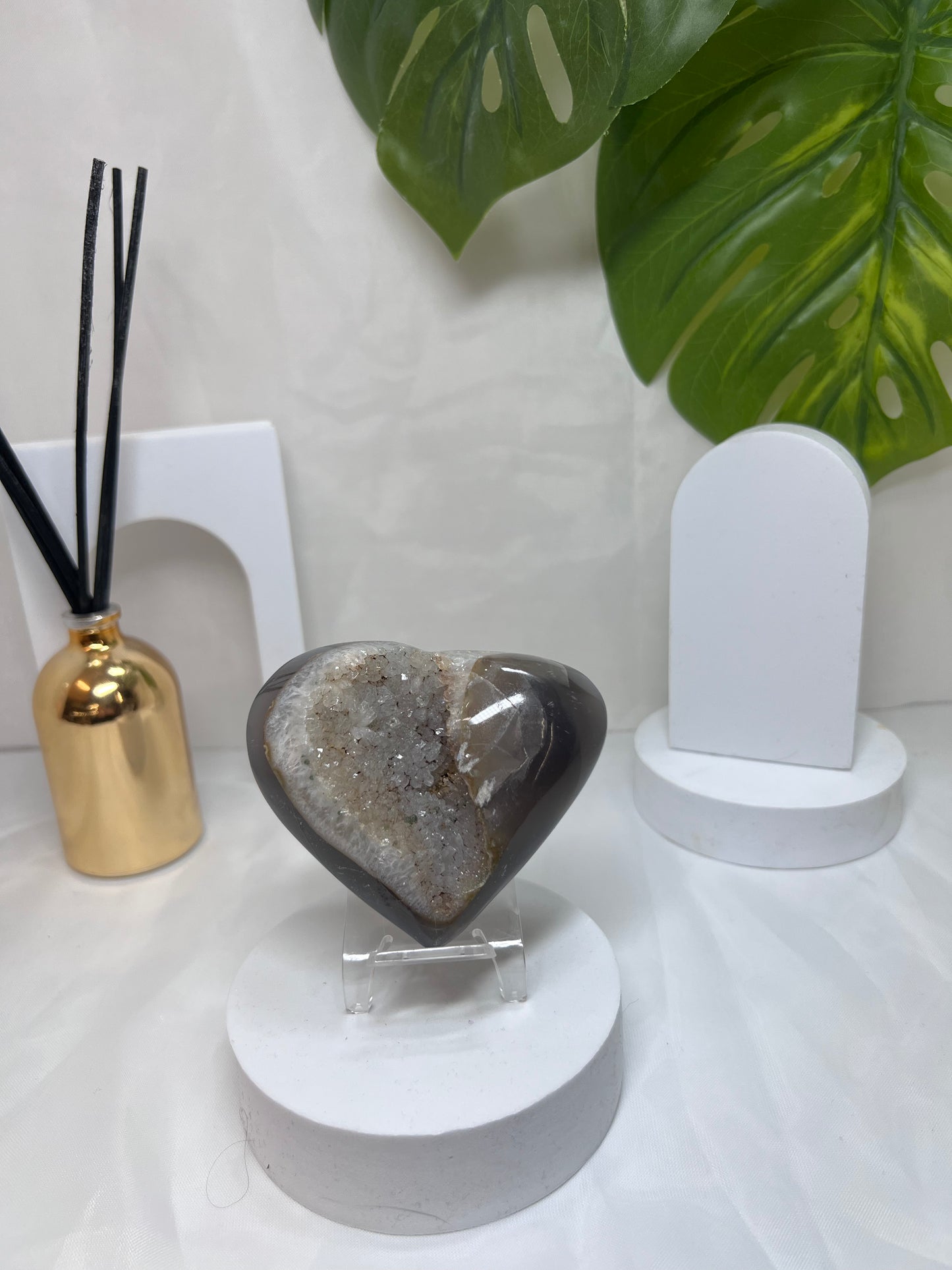 Amethyst Agate Heart with Sugar Druzy