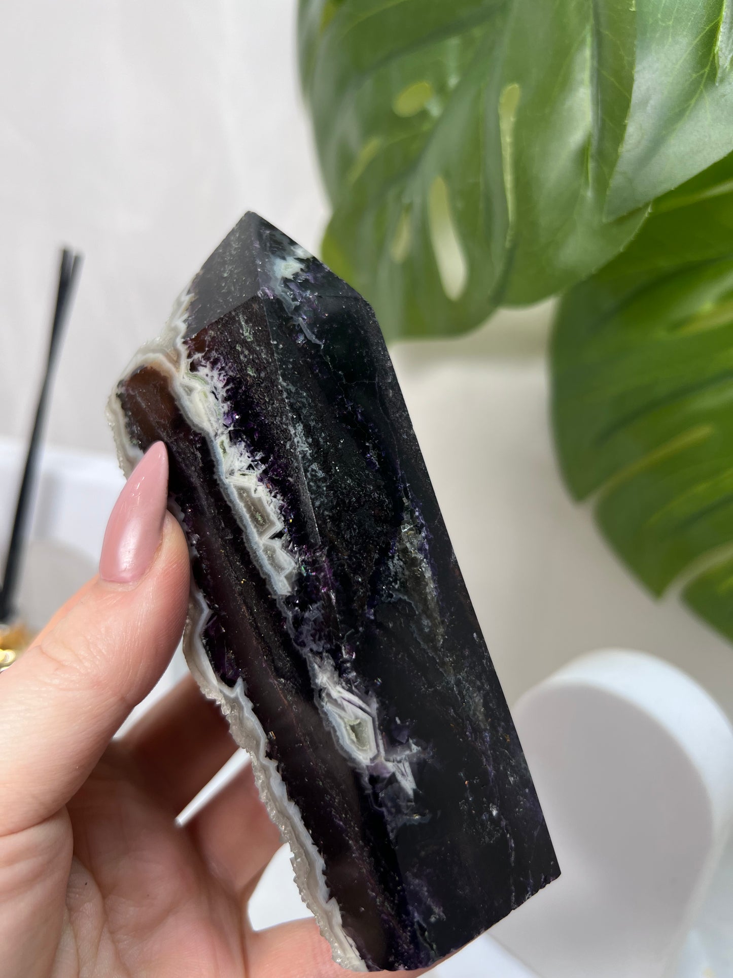 Purple Fluorite with Druzy Sphalerite Tower *RARE*