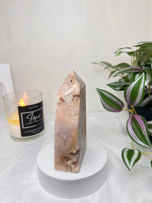 Pink Amethyst half polished 5"