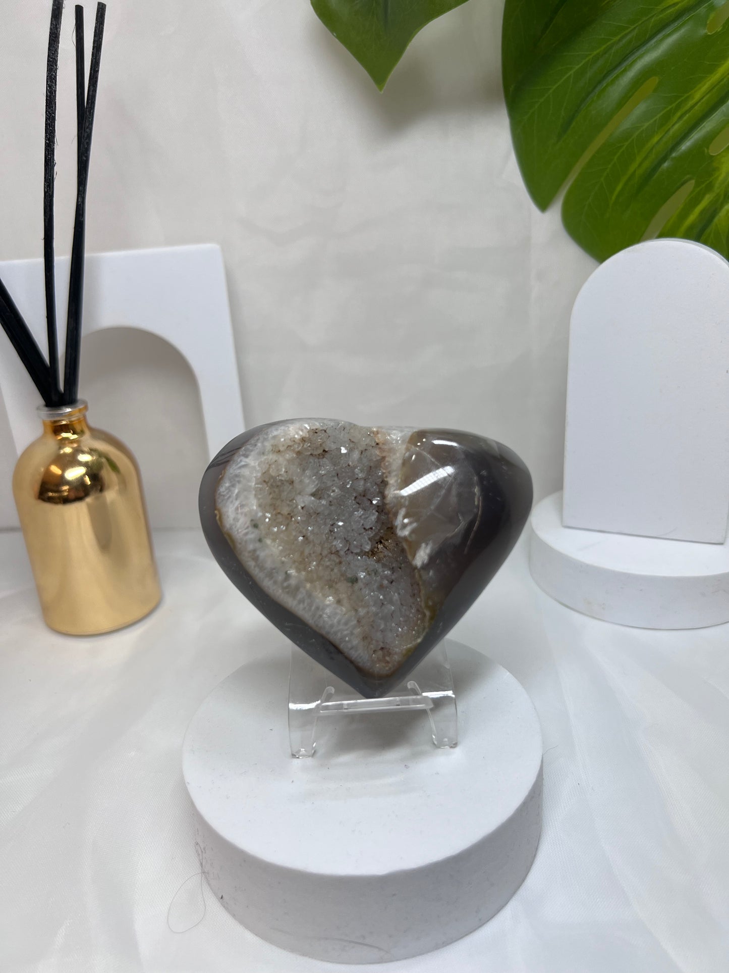 Amethyst Agate Heart with Sugar Druzy