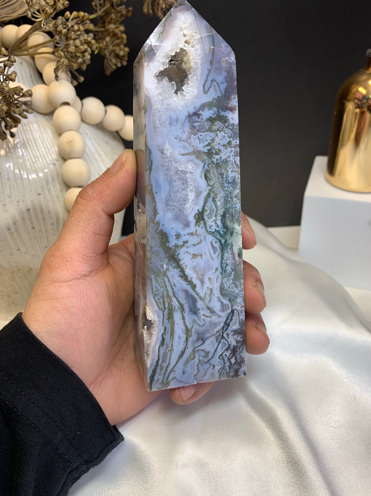 Purple Moss agate towers AAA grade *RARE*