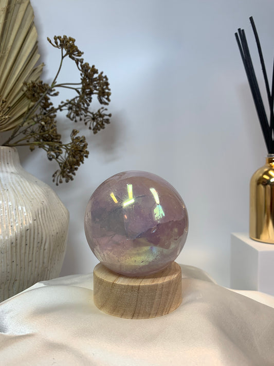 Rose aura quartz sphere *RARE*