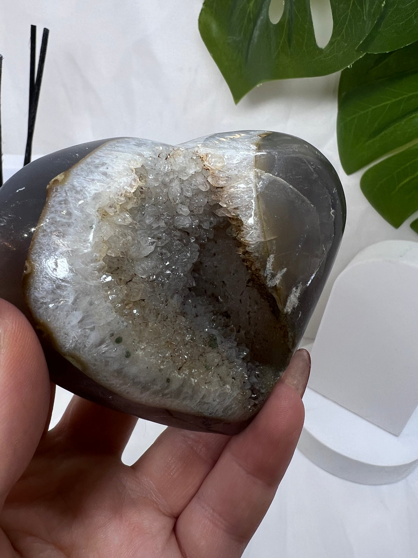 Amethyst Agate Heart with Sugar Druzy