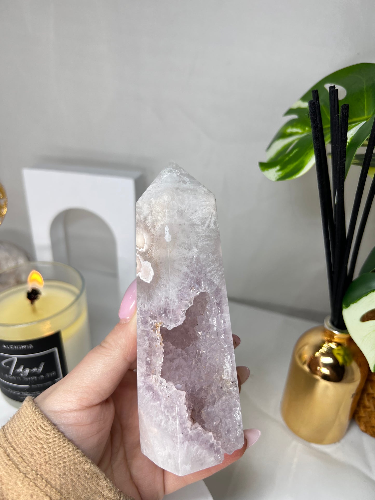 Amethyst Flower Agate Point