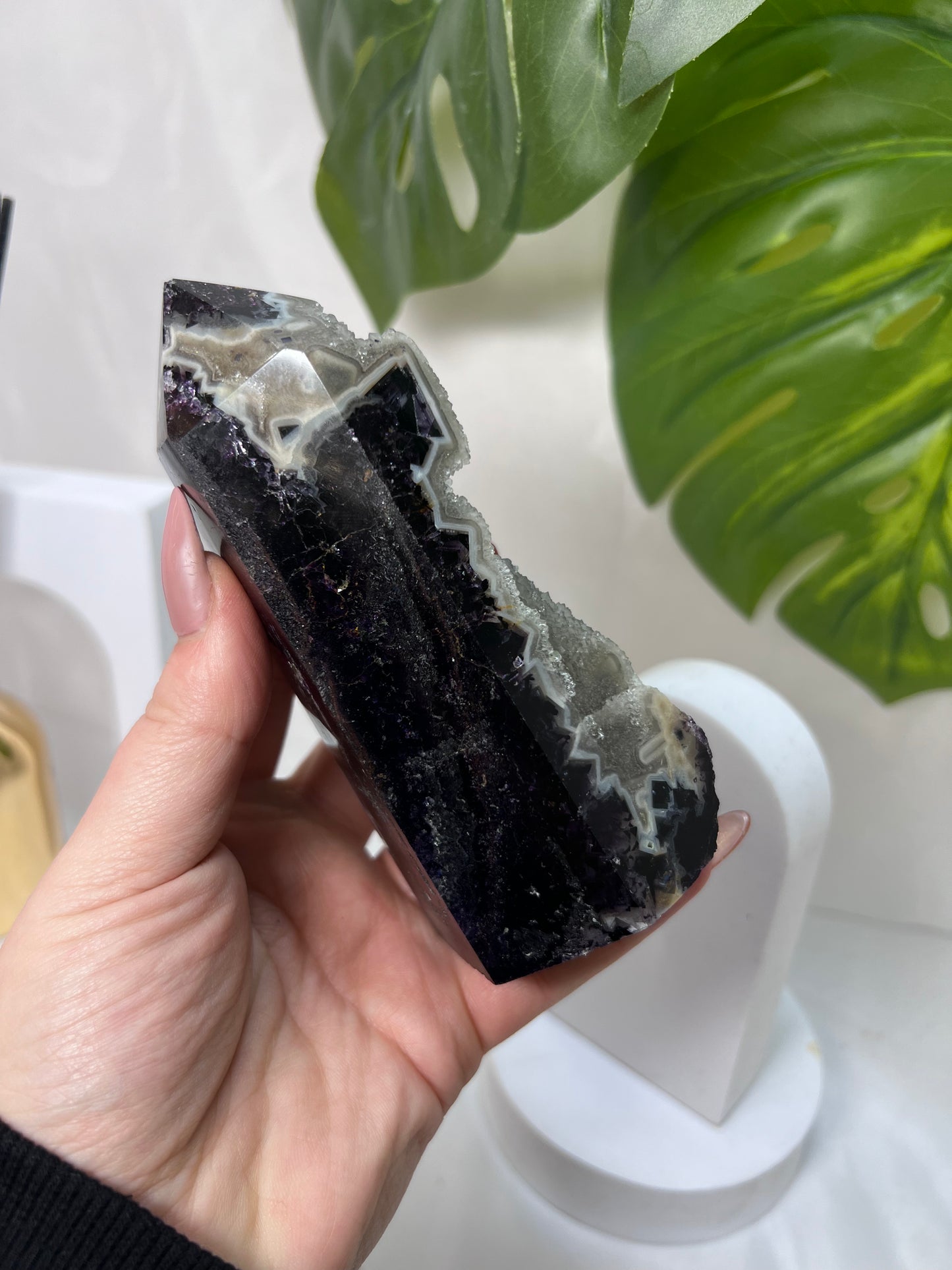Purple Fluorite with Druzy Sphalerite Tower *RARE*
