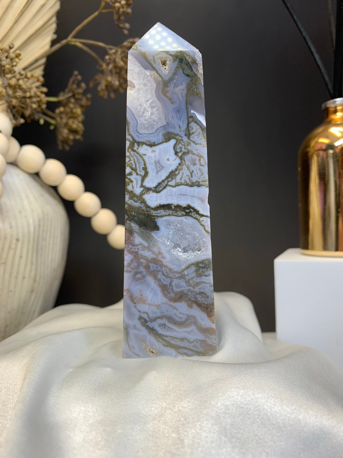 Purple Moss agate towers AAA grade *RARE*