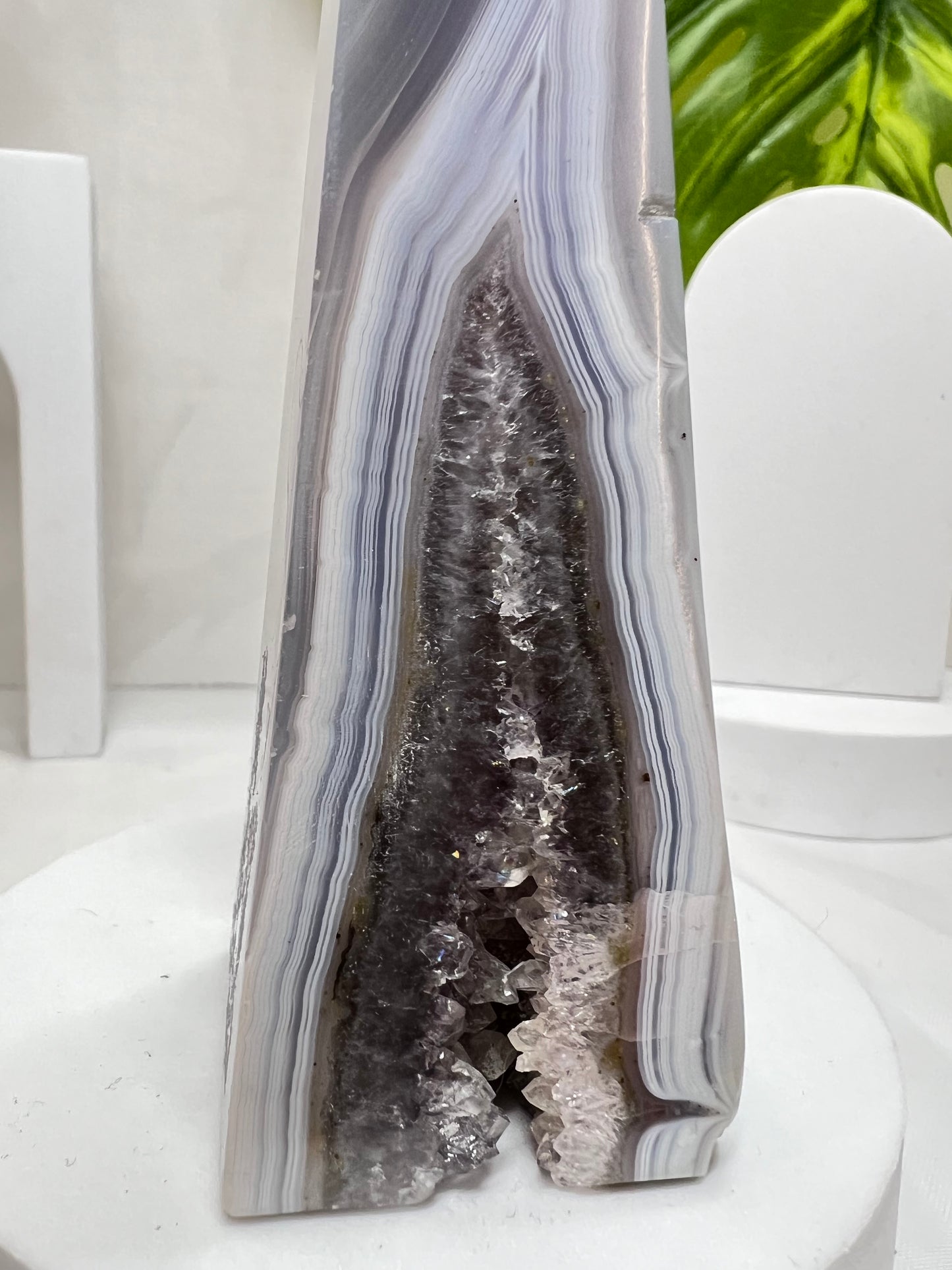Blue Lace Agate with Druzy Amethyst *RARE*