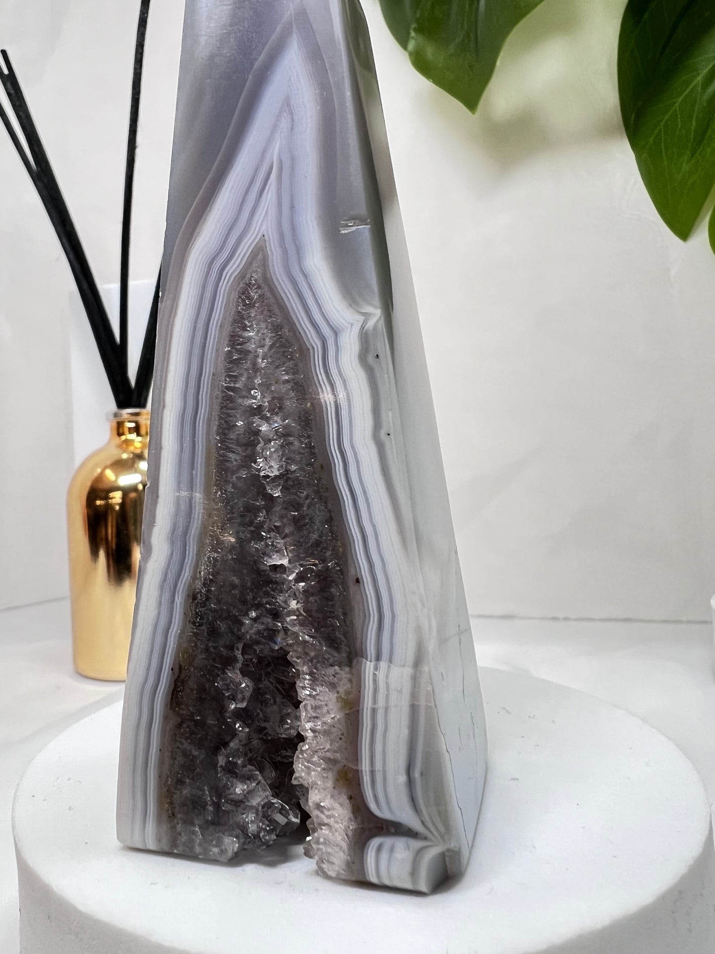 Blue Lace Agate with Druzy Amethyst *RARE*