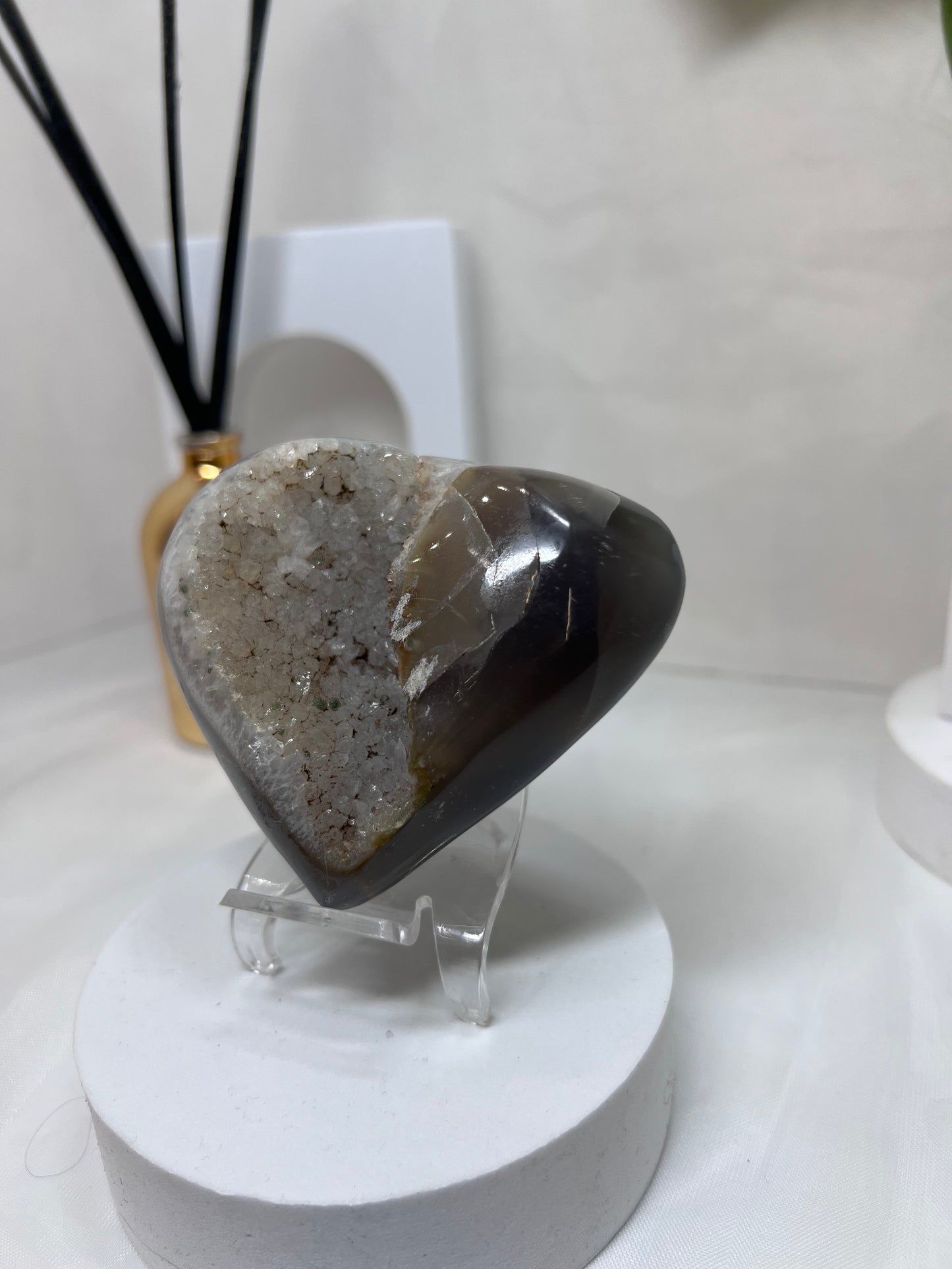 Amethyst Agate Heart with Sugar Druzy