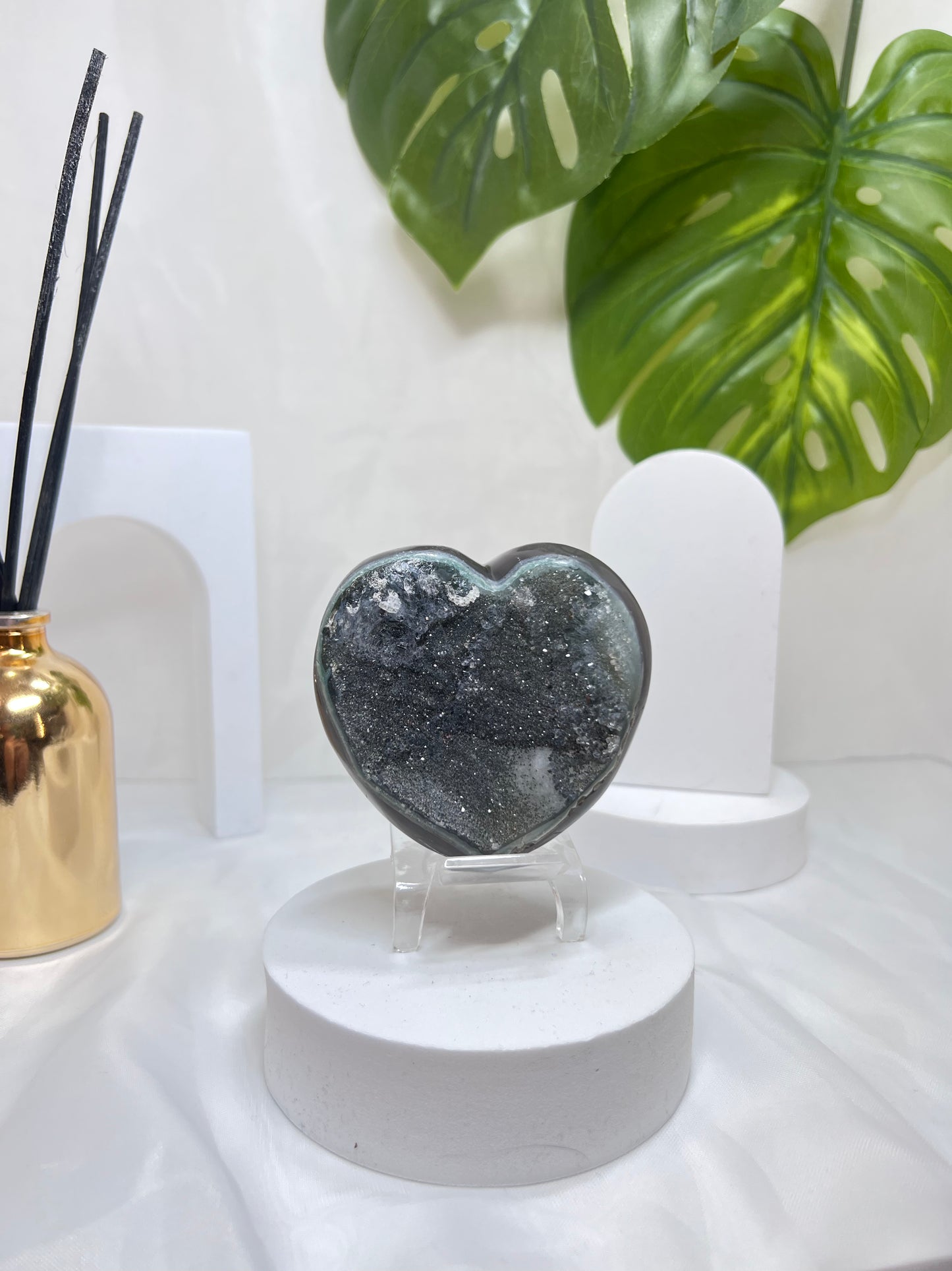 Amethyst Agate Heart with Sugar Druzy