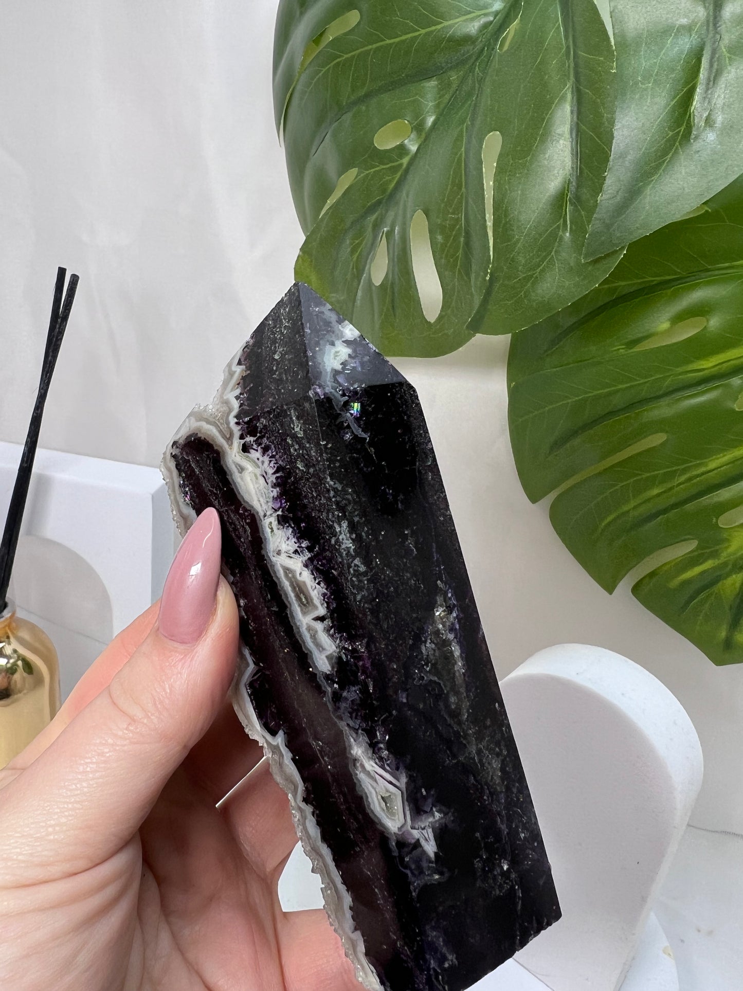 Purple Fluorite with Druzy Sphalerite Tower *RARE*