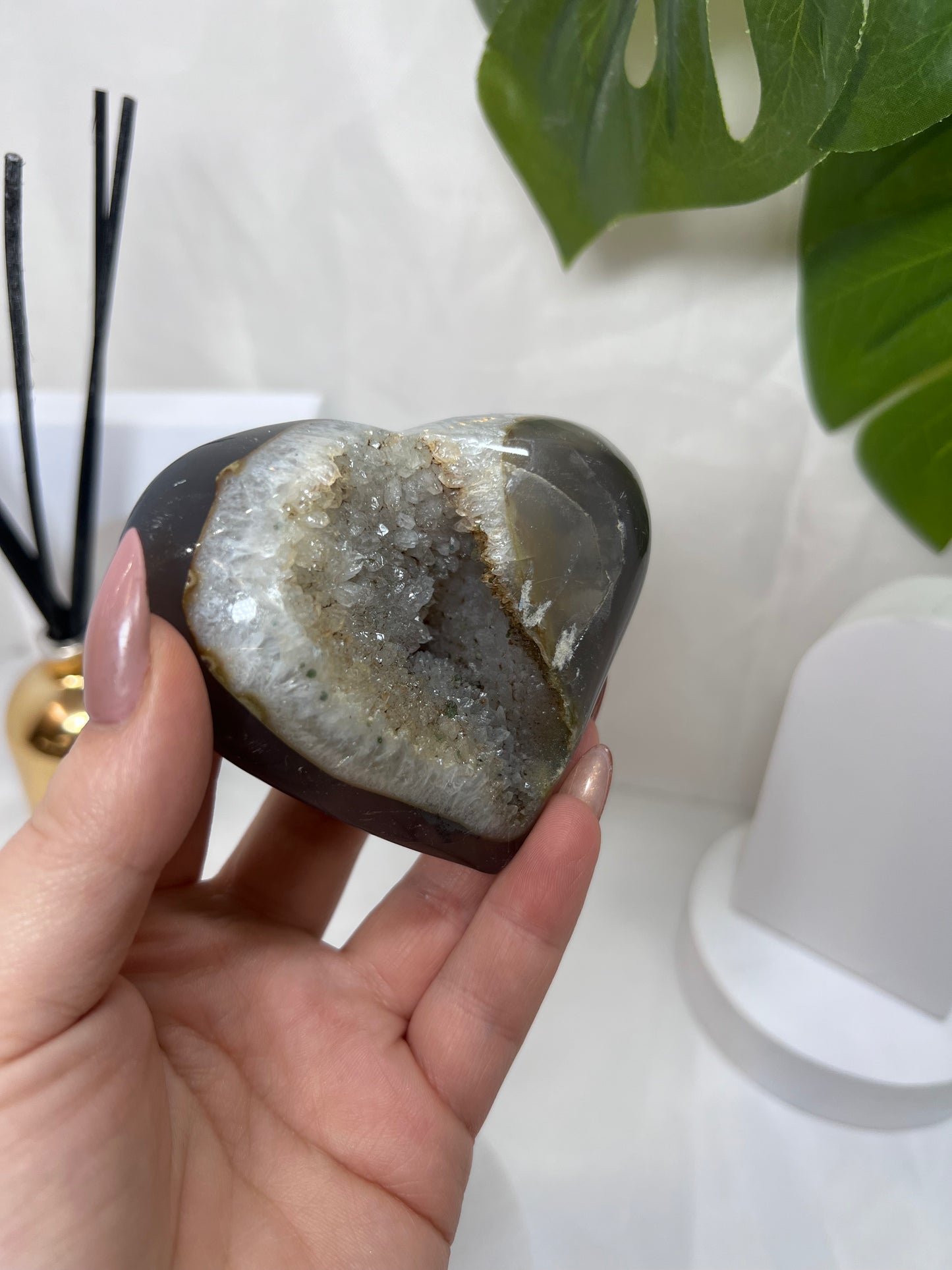 Amethyst Agate Heart with Sugar Druzy