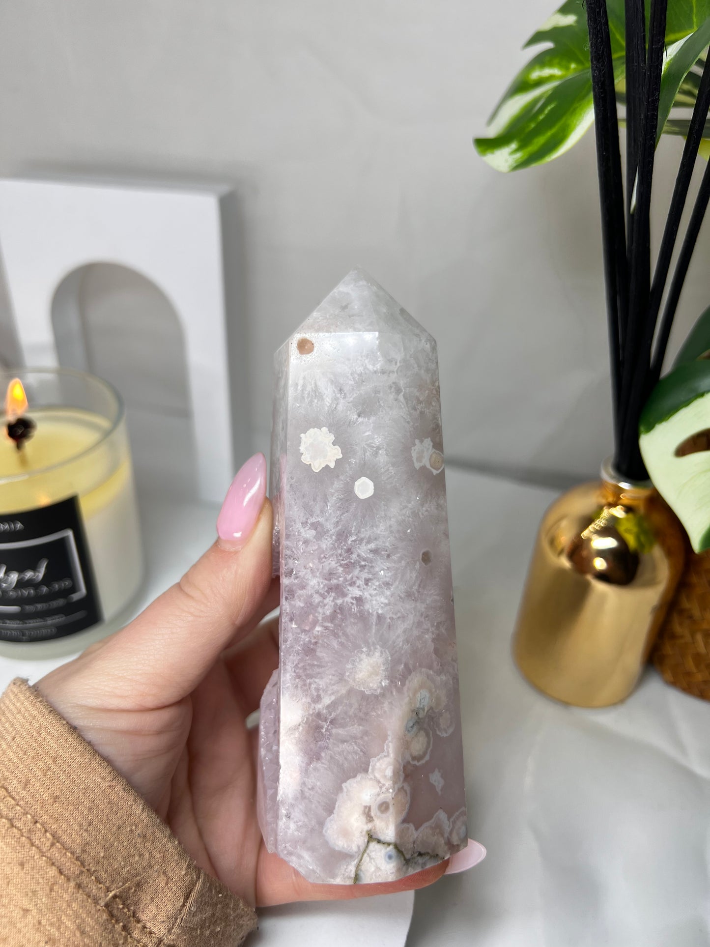 Amethyst Flower Agate Point