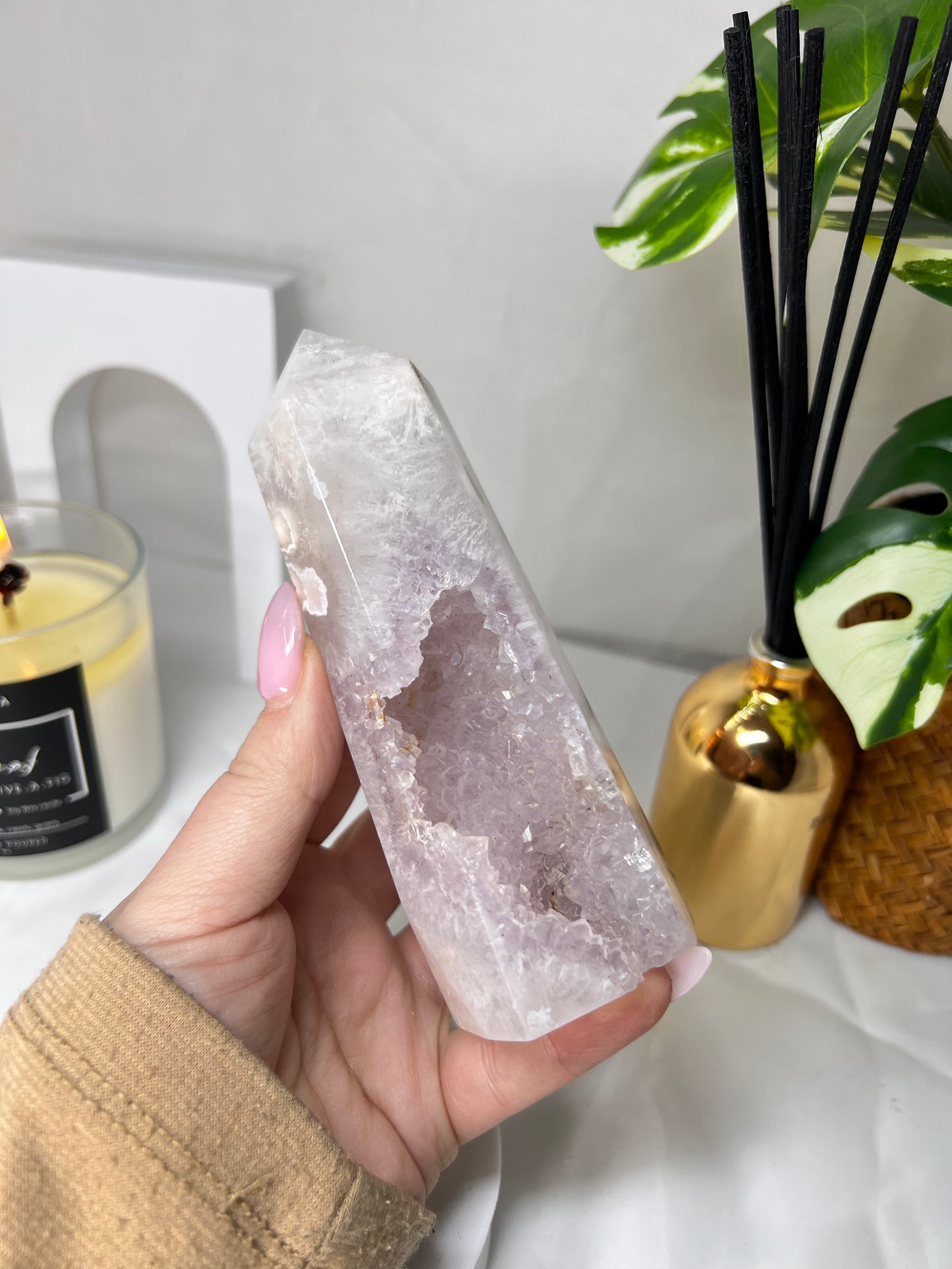 Amethyst Flower Agate Point
