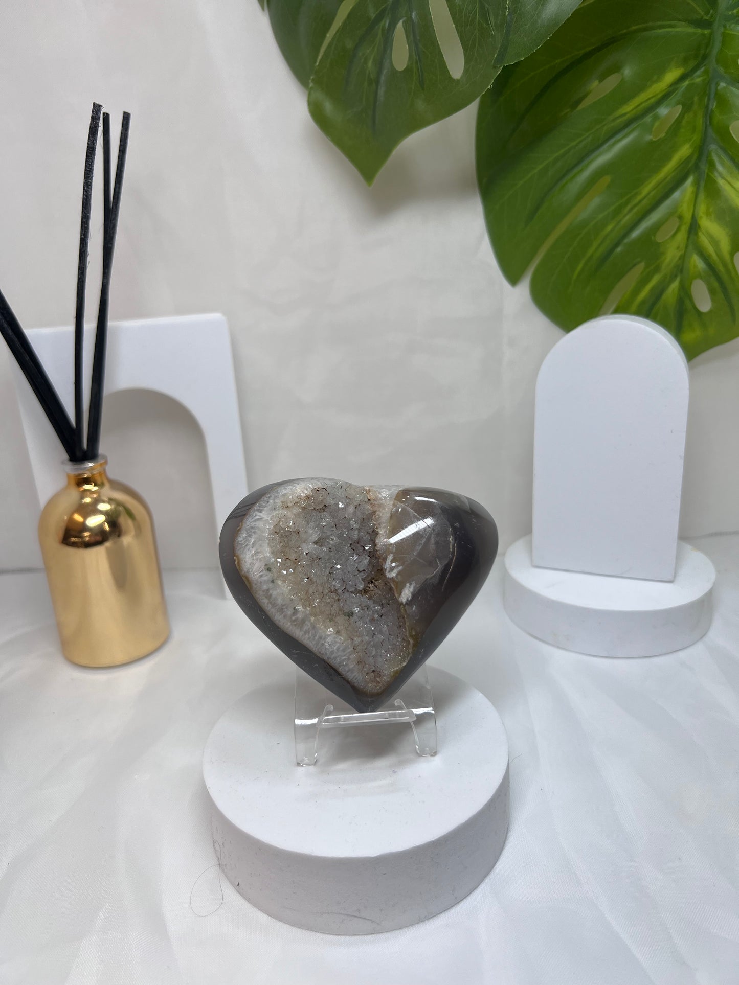 Amethyst Agate Heart with Sugar Druzy