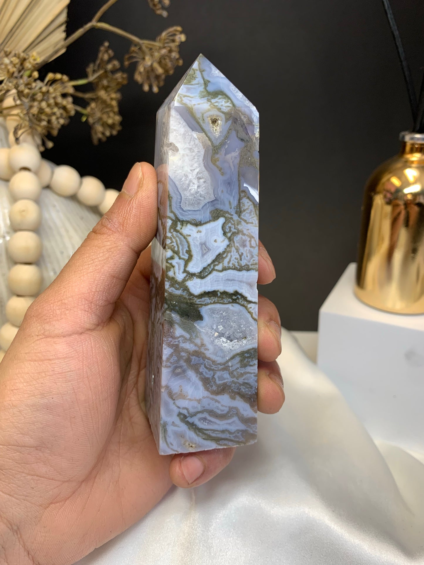 Purple Moss agate towers AAA grade *RARE*