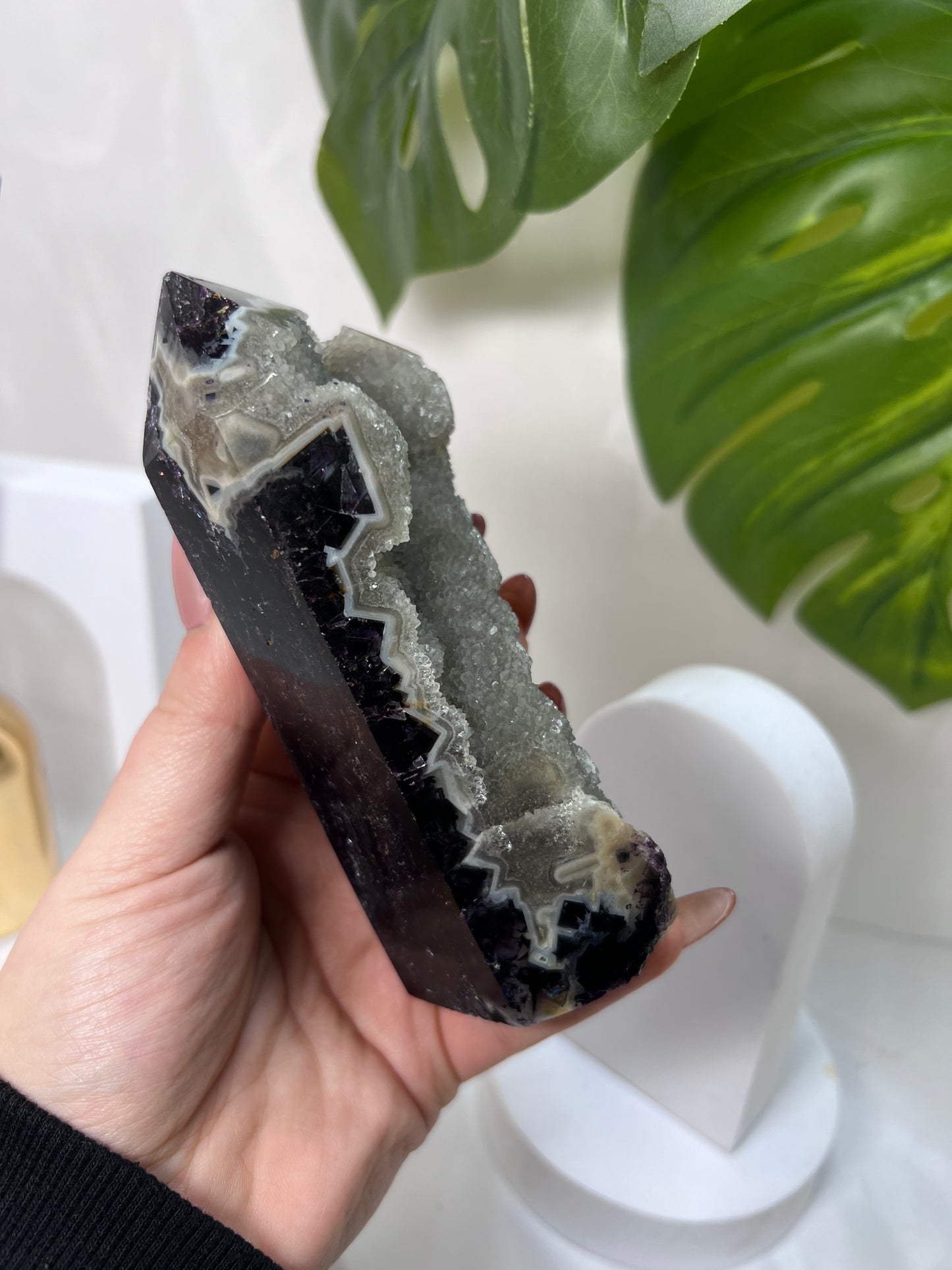 Purple Fluorite with Druzy Sphalerite Tower *RARE*