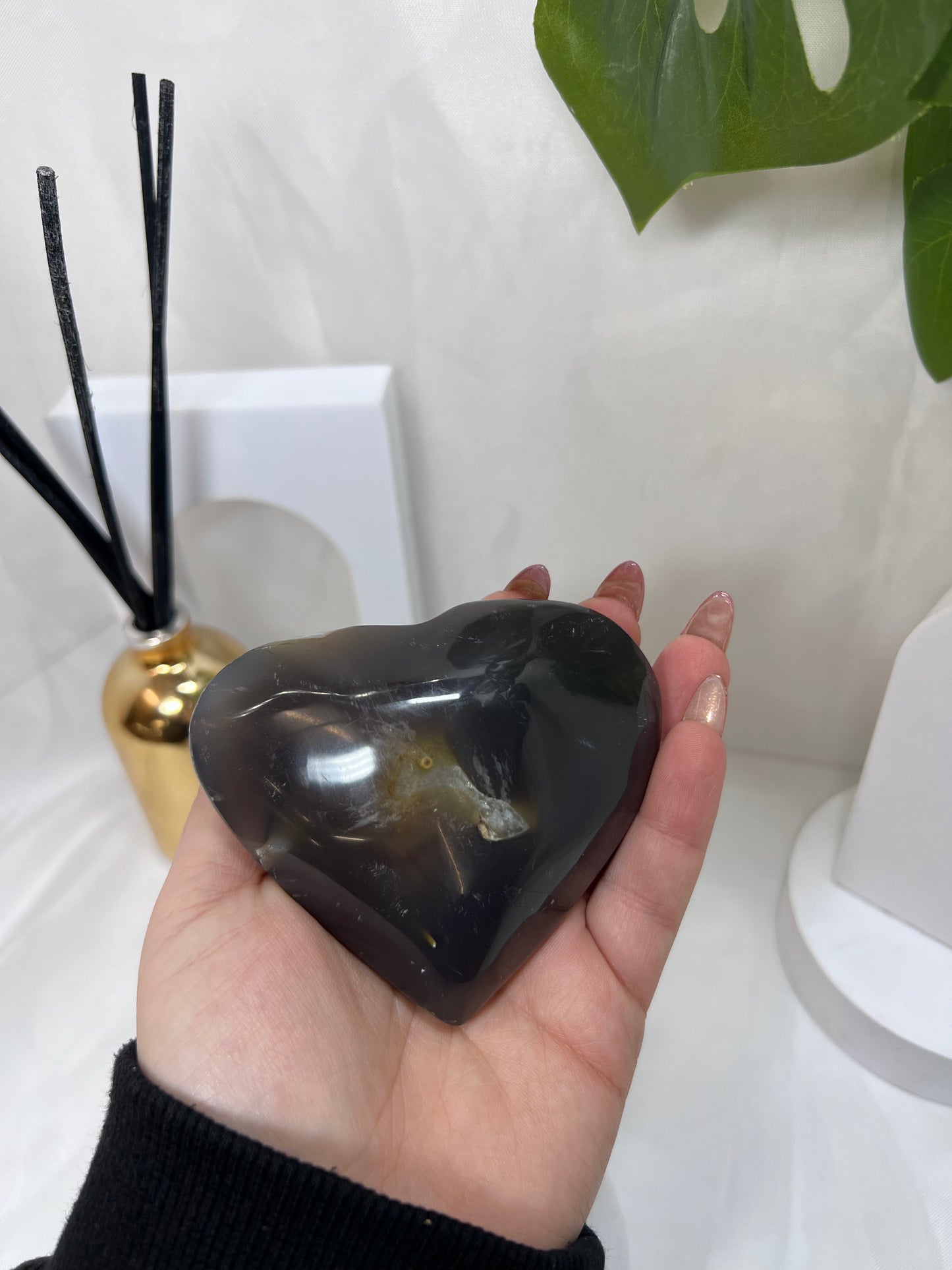 Amethyst Agate Heart with Sugar Druzy