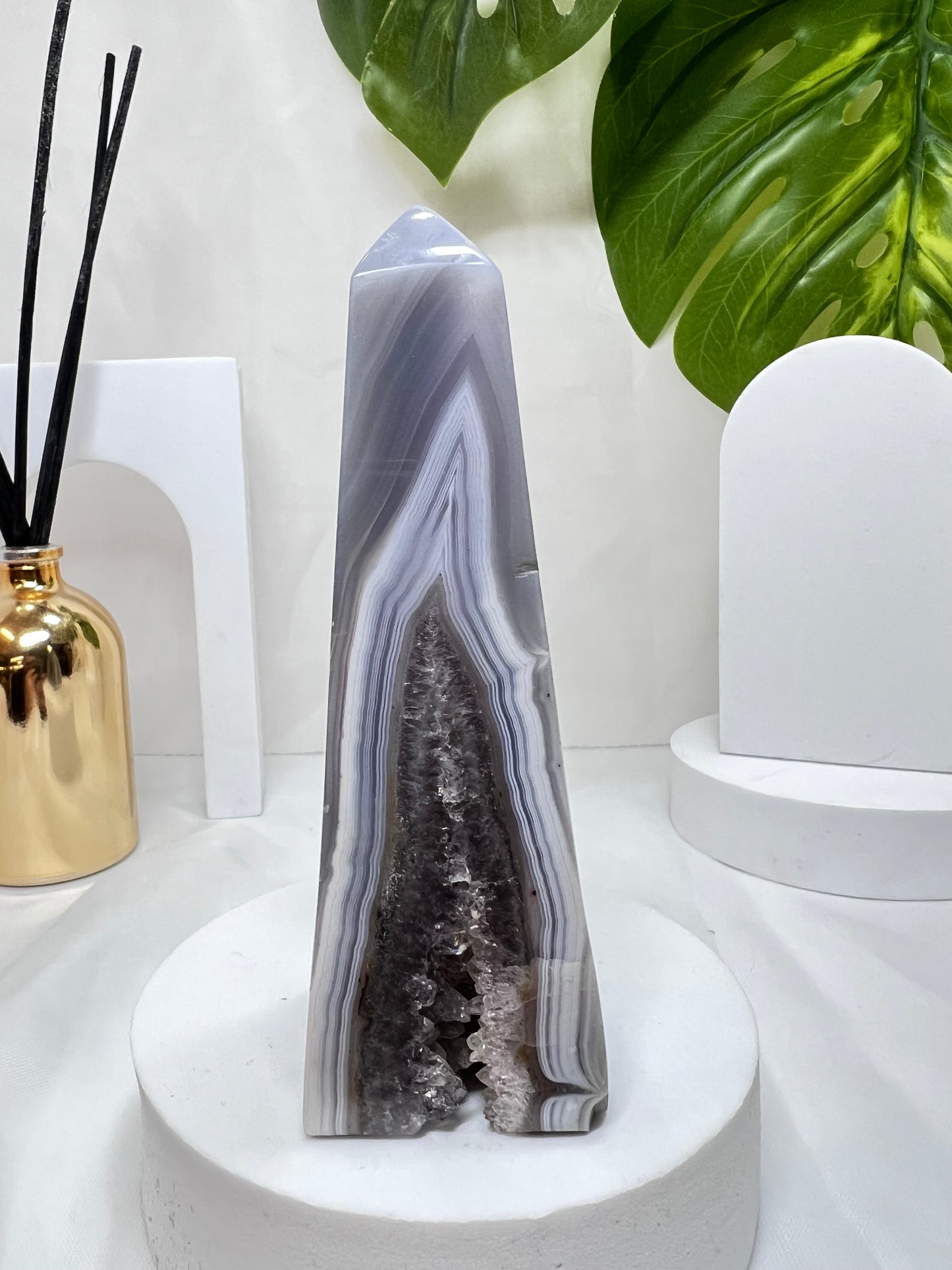 Blue Lace Agate with Druzy Amethyst *RARE*