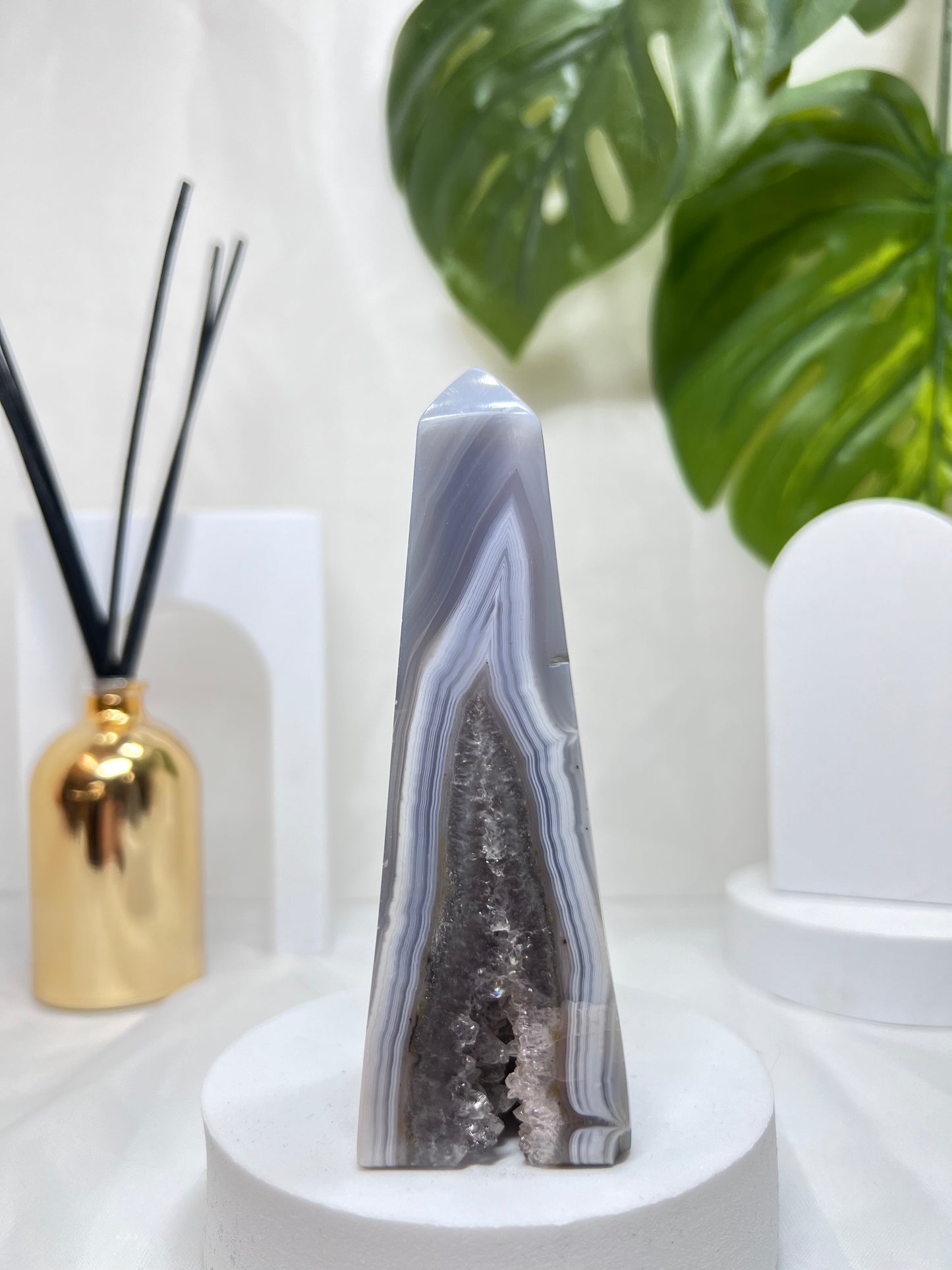 Blue Lace Agate with Druzy Amethyst *RARE*