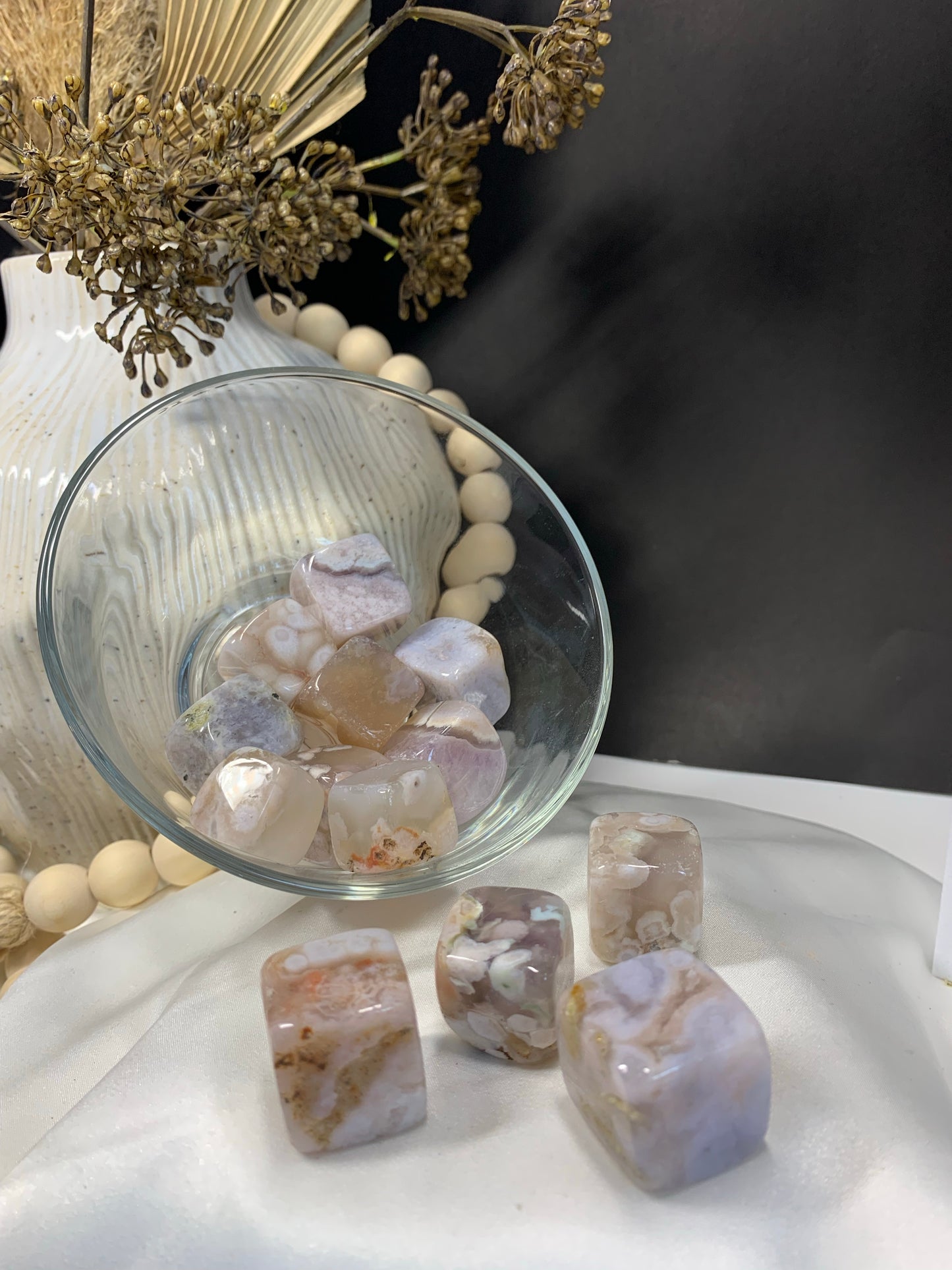 Flower agate cubes
